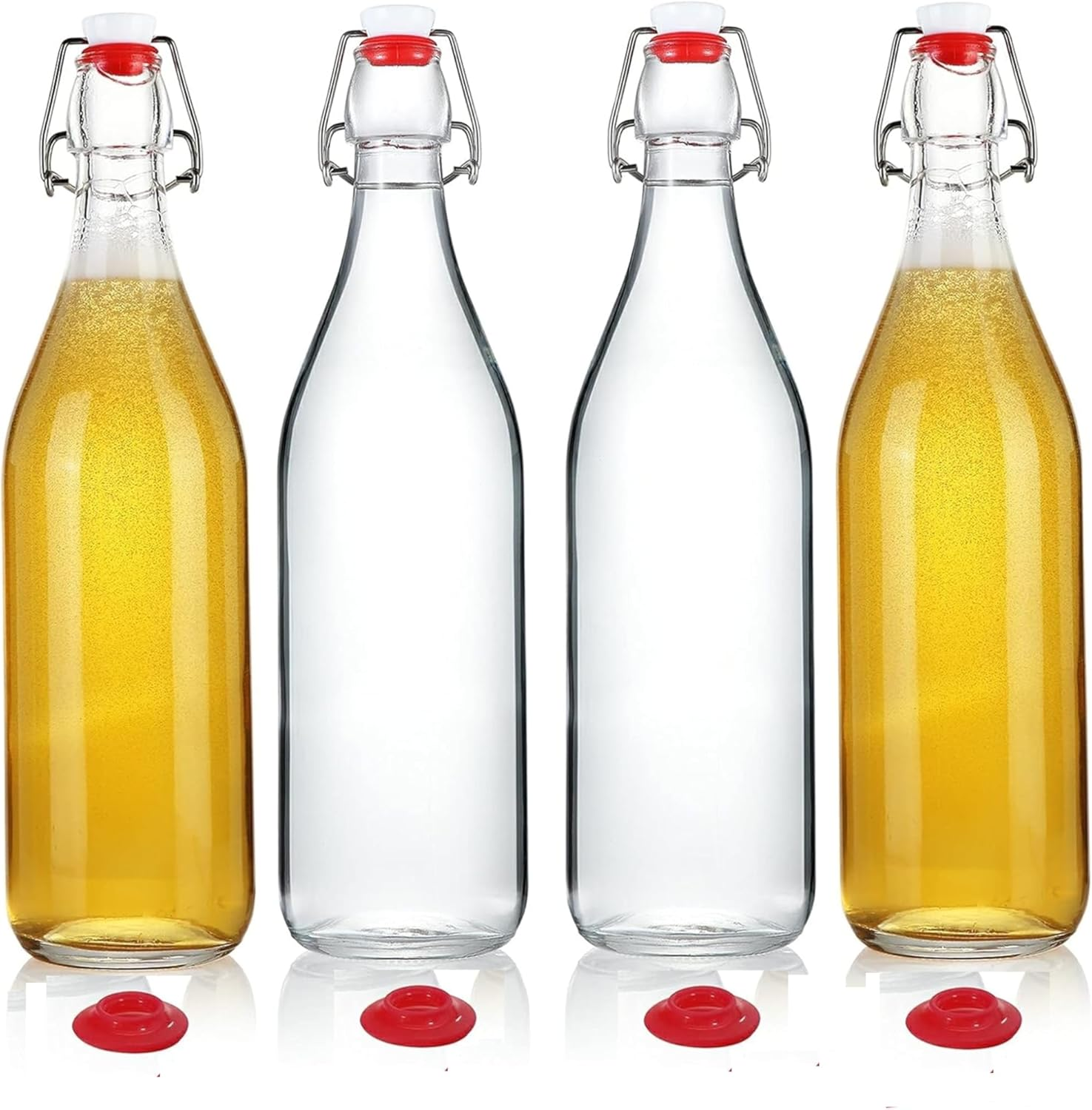 Starwood 32 Oz Clear Glass Bottles with Airtight Silicone Stopper &ndash; Set of 4 Reusable Bottles for Kombucha, Beer, Kefir, Fermentation, Home Brewing, Swing Top Leak-Proof Design image number 2