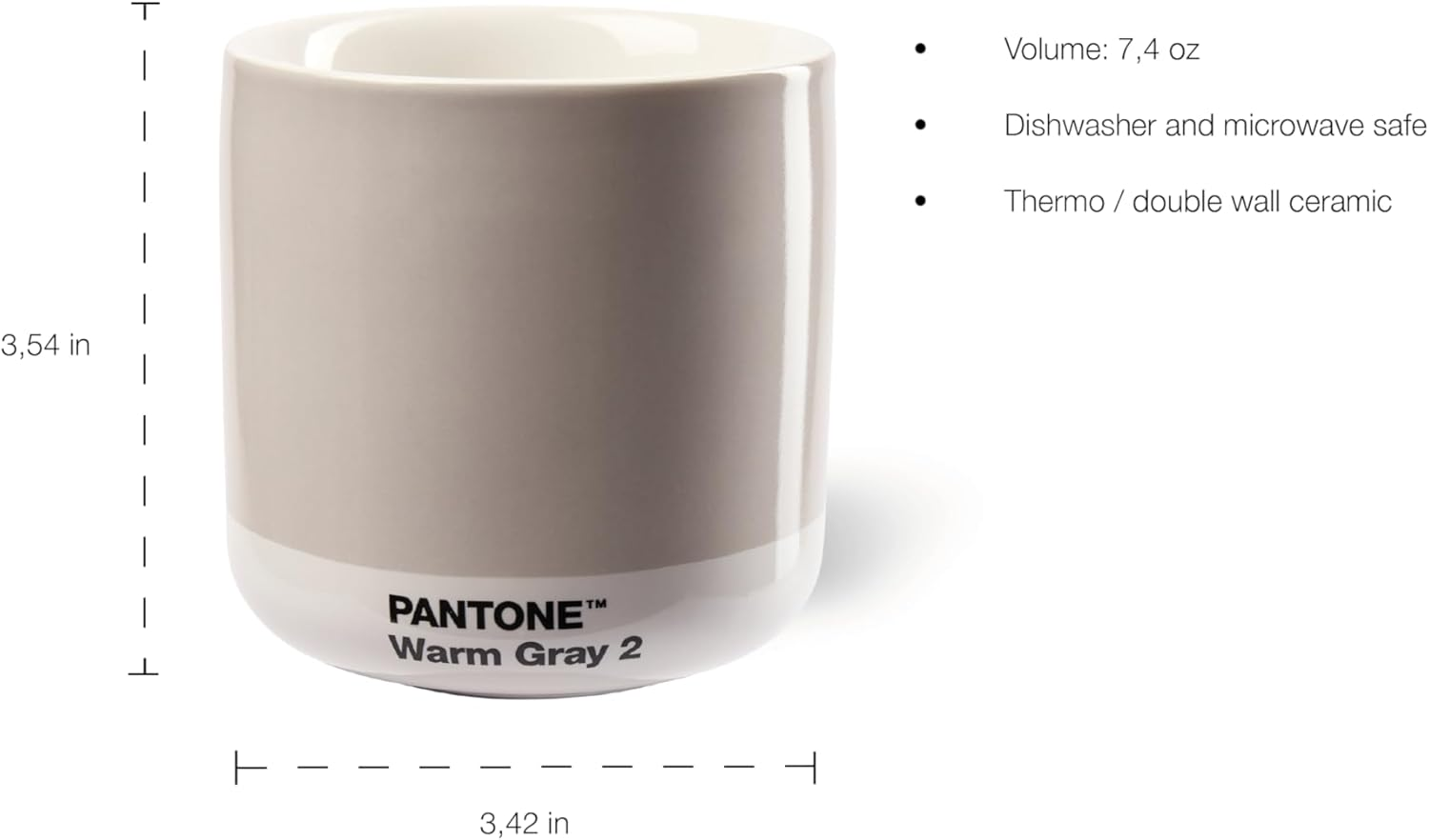 Copenhagen Design Pantone Latte Cup - Double Wall Thermo - Cappuccino Handleless Mug - 7.44Oz/220Ml, Yellow 012 - Light Pink image number 4