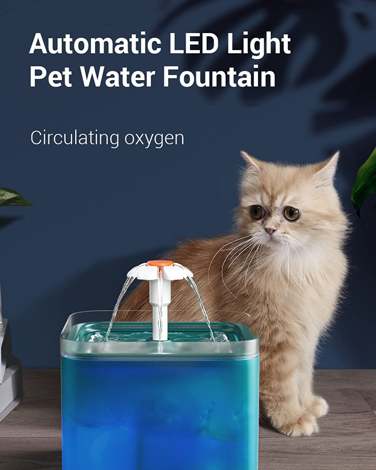 Pet Water Fountain for Cats Dogs, 67Oz/2L Automatic with Intelligent Pump and LED Indicator for Water Shortage Alert, Ultra Quiet Pet Drinking Fountain with Filter (4 Pack Filter) image number 2