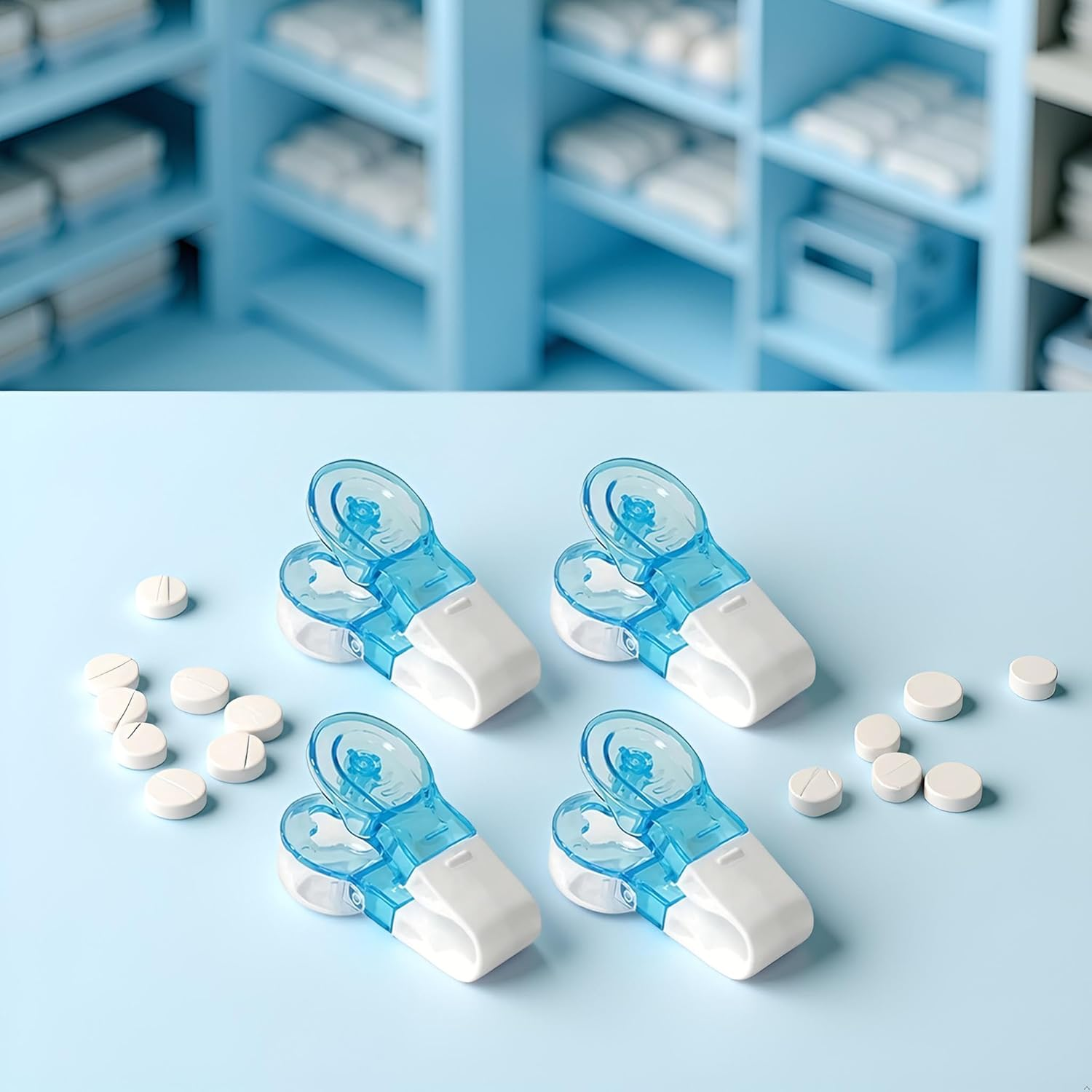 4Pcs Blue Portable Pill Taker Remover, Blister Pack Opener Popper Assistance No Contact Easy to Take Out Portable Travel Tablet Dispenser Pills Extractor Tool Medication Aids, Pill Organizers image number 5