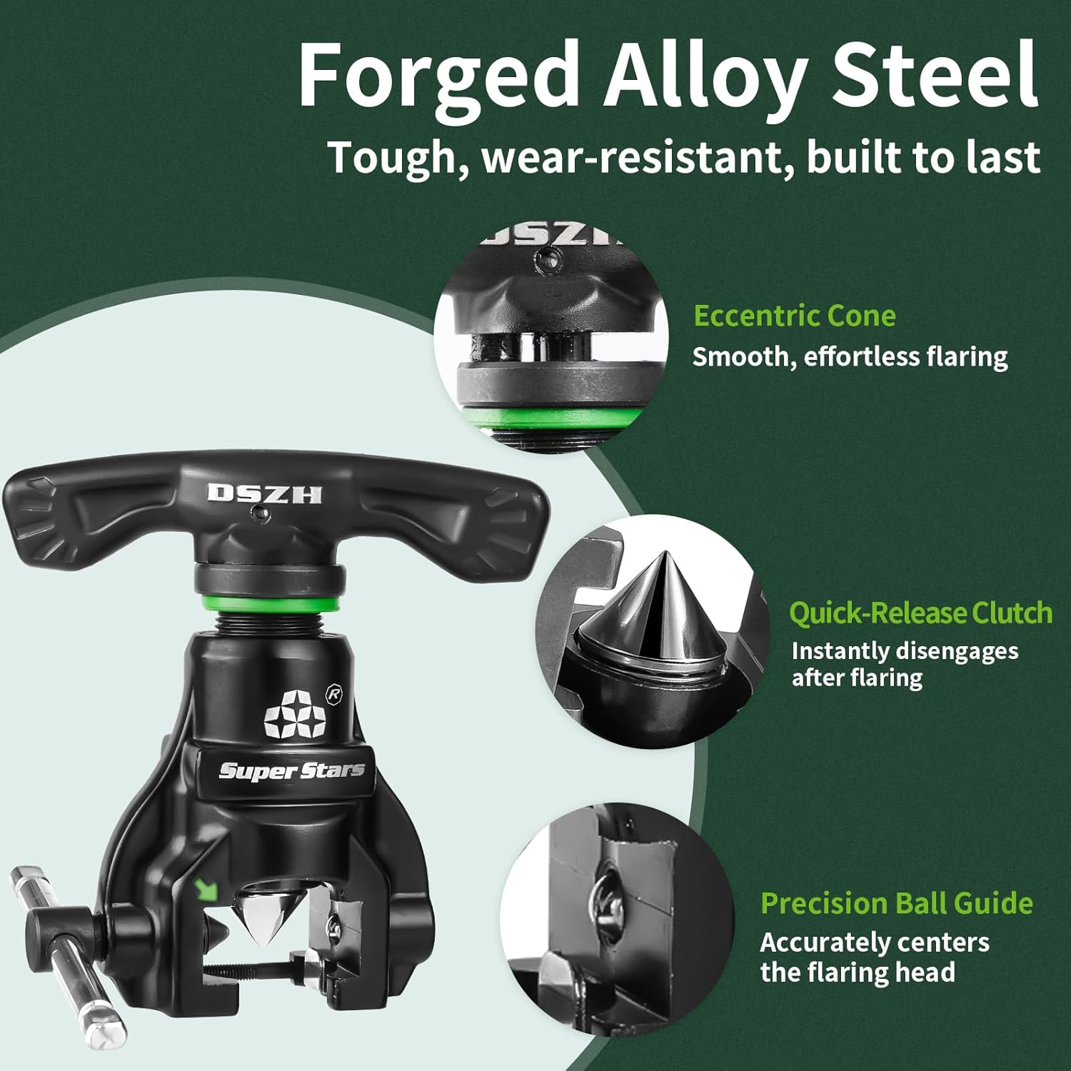 Super Stars Flaring Tools for 1/4In - 3/4In HVAC Single Flare 45 Degree Eccentric Cone Type Flaring Kit for Copper Pipe Tube image number 5