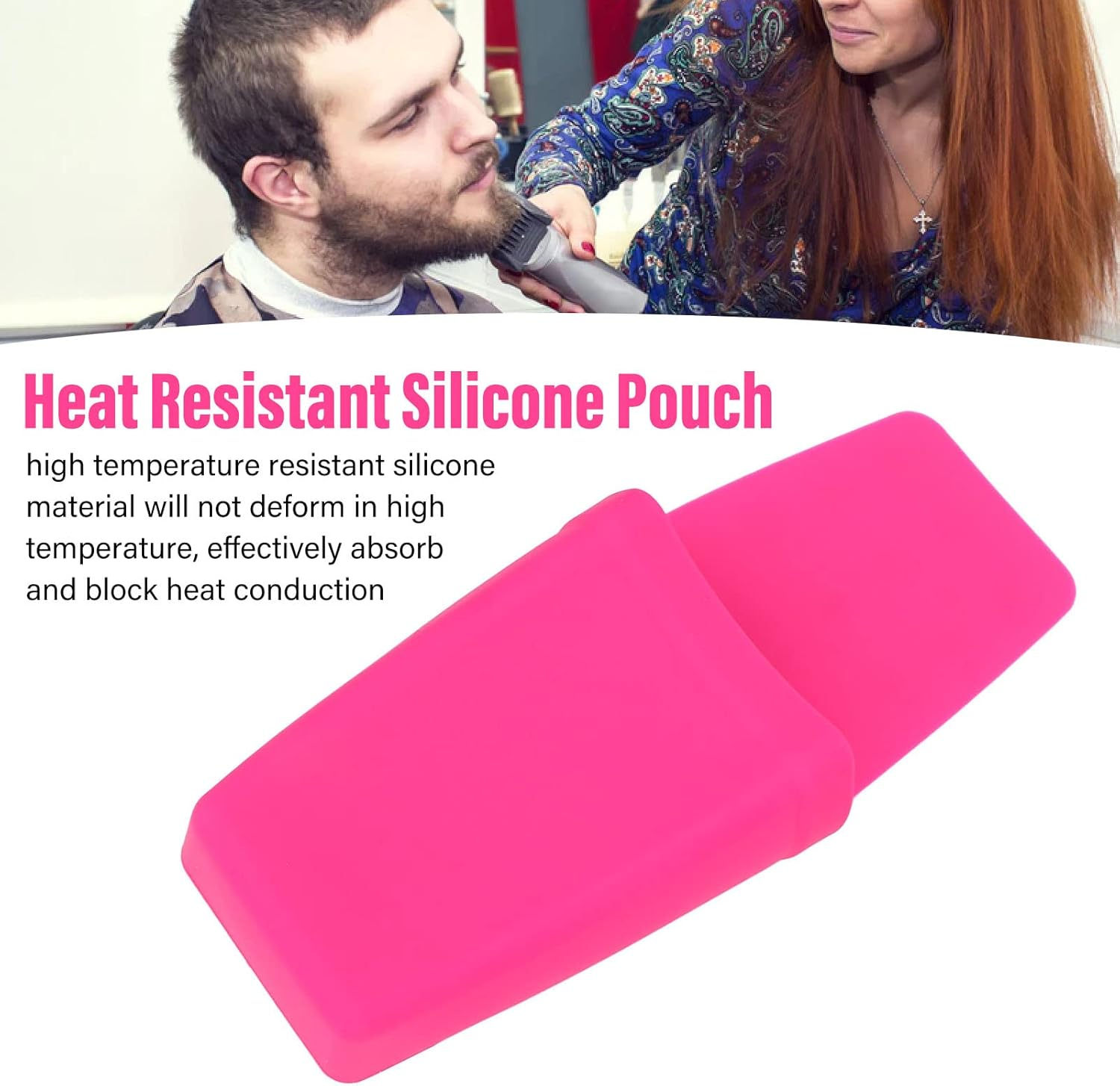 Professional Silicone Heat Resistant Mat Pouch for Hair Straightener, Portable Travel Mat and Cover for Curling Iron, Flat Iron, Silicone Mat Pouches for Hot Hair Styling Tools (Pink) image number 2