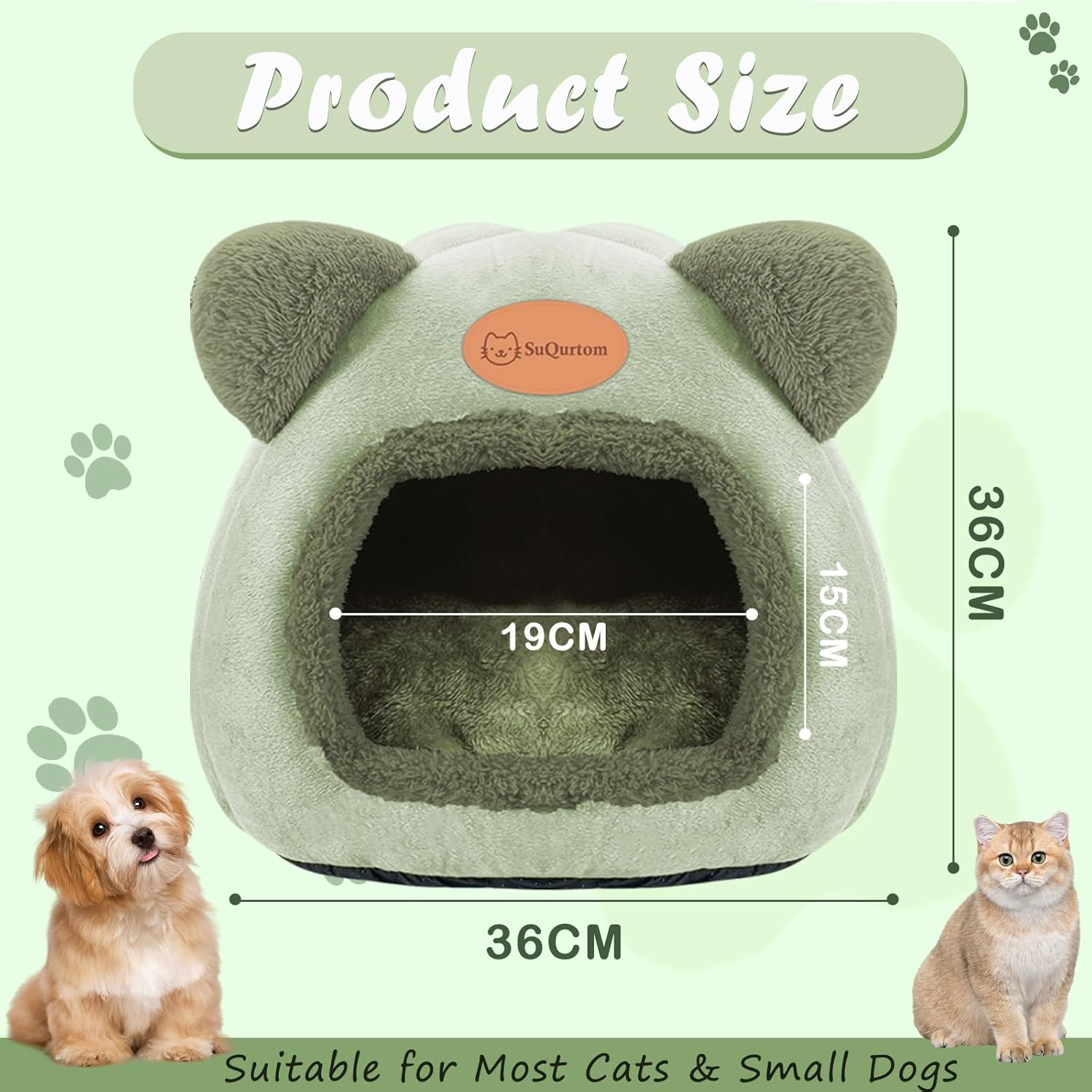 Cat Cave Cat Bed Washable Cat House Pet Bed Soft Comfort Tent Cat Litter Bed Warm Cat Cave Soothing Bed for Cats and Small Dogs Sleeping (Green) image number 3
