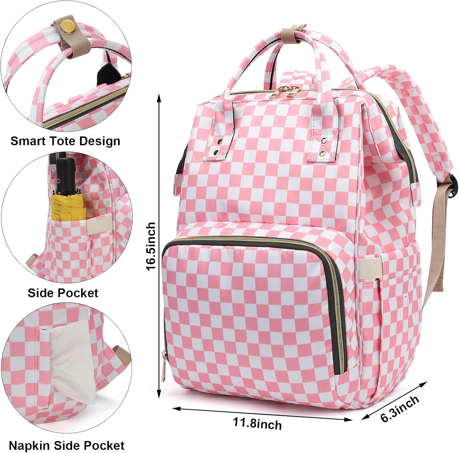 Baby Diaper Bag Backpack for Women, Large Capacity Waterproof Maternity Travel Nappy Backpacks with Stroller Straps image number 1
