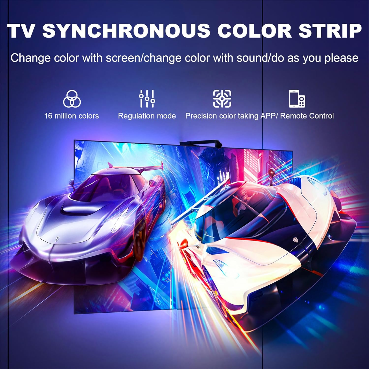 Smart LED TV Backlights with Camera for 55"-65" TV Pc，Cozylady 12.5Ft RGB+IC Immersion TV LED Lights Sync to Screen & Music,3.8M Immersive LED Light Strips with Power Supply, App & Remote Control image number 5