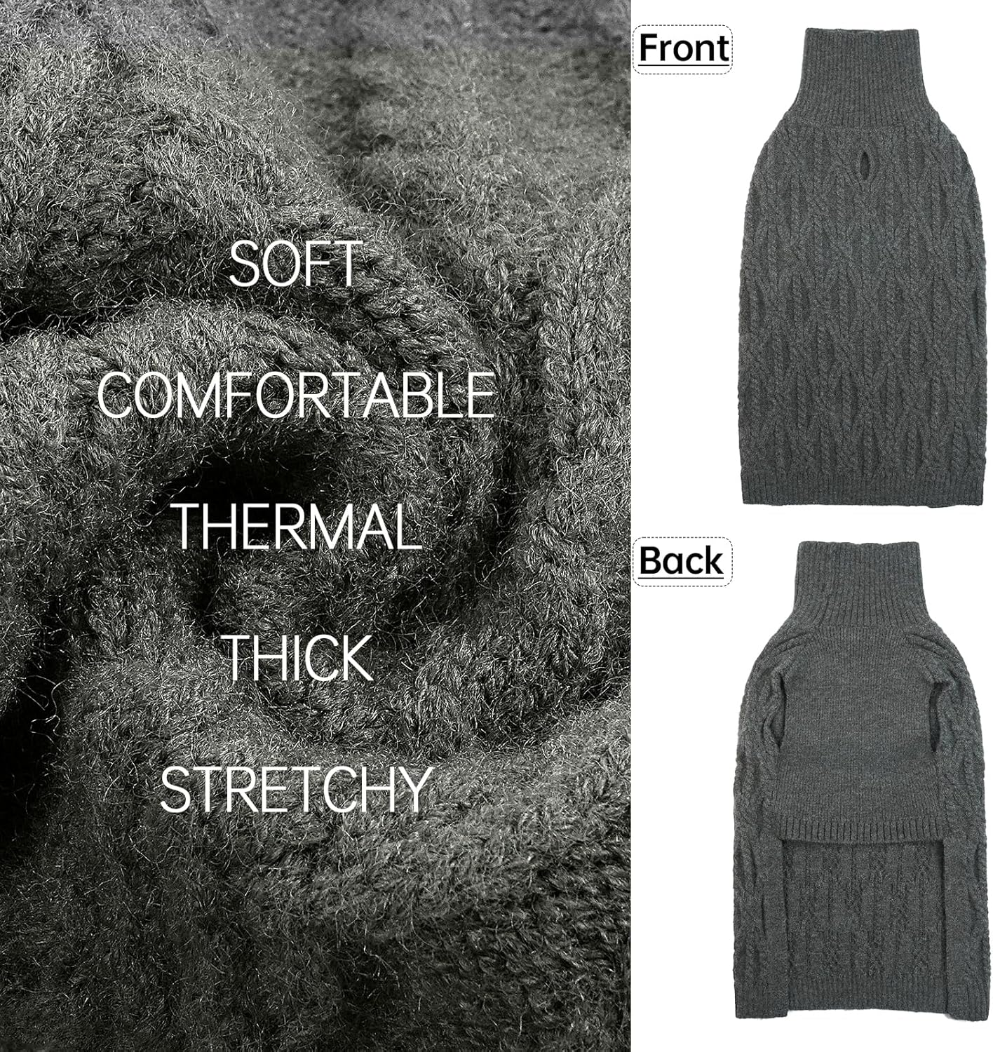 Cats, Dog Jumper, Winter Warm Dog Jumper, Coat, Jacket, Vest, Puppy Clothing, Dog Jumper, Christmas Dog Coat, Small Dogs, Chihuahua Jumper (Grey, XS) image number 1