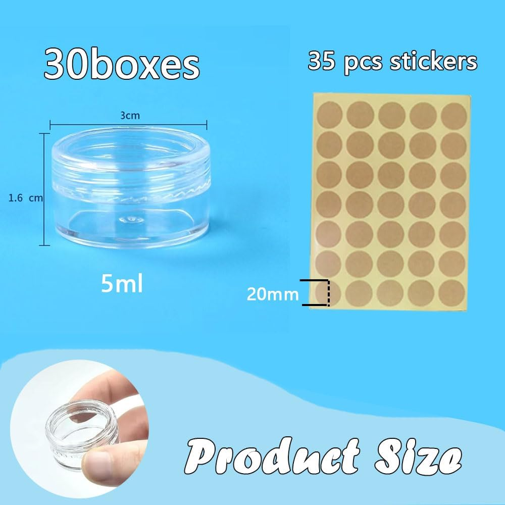 Pack of 30 Containers, 5 Ml, Containers with Lid, Tins for Lip Balm, Small Jar for Lip Balm, Mini Cream Jar, Empty Cream Jars, Ointment Jars, Cosmetic Jars image number 1