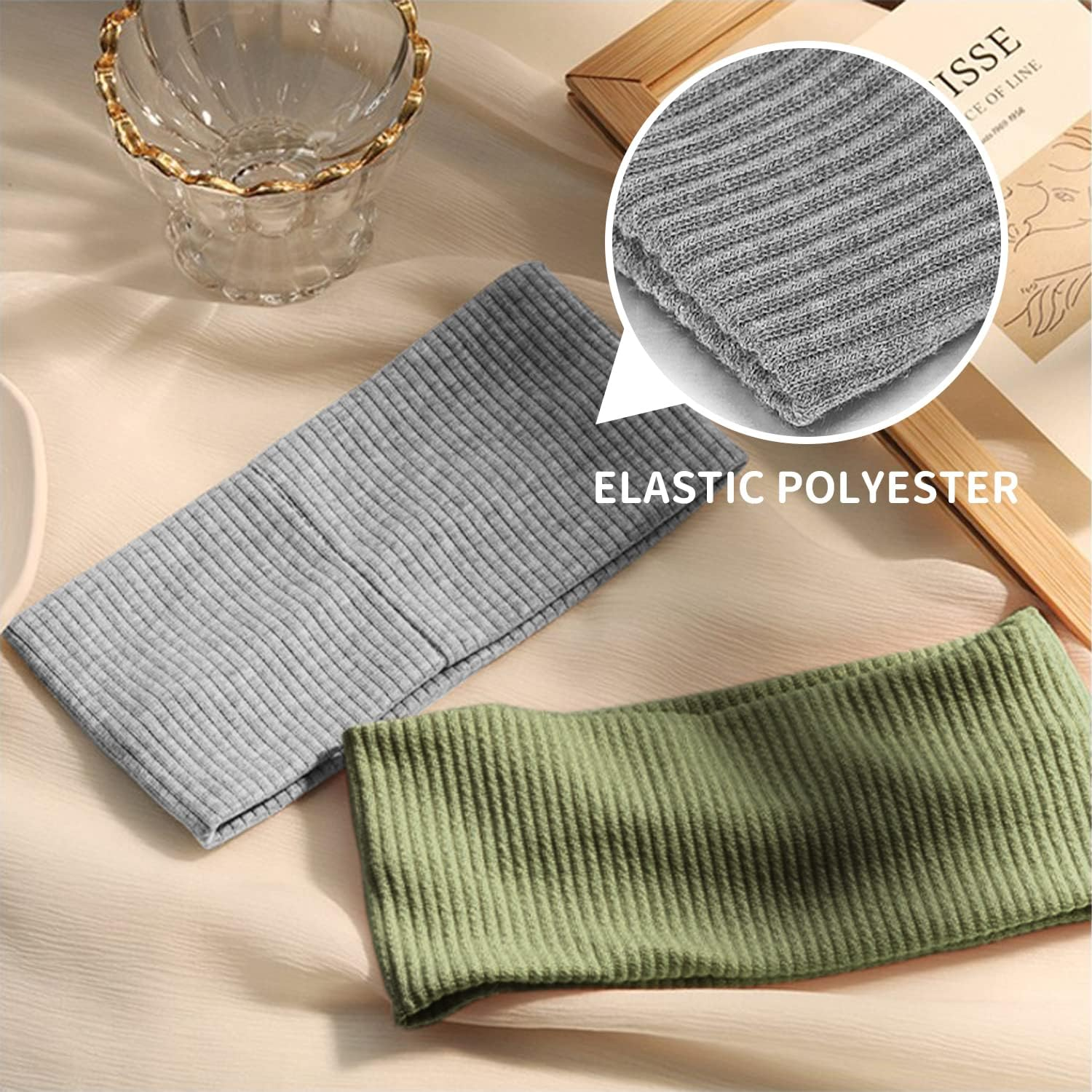 4 Pieces Elastic Headbands, Knitted Headbands, Black Elastic Headbands, Sports Headbands, Yoga Fitness Elastic Headbands for Fitness, Yoga, Running image number 1