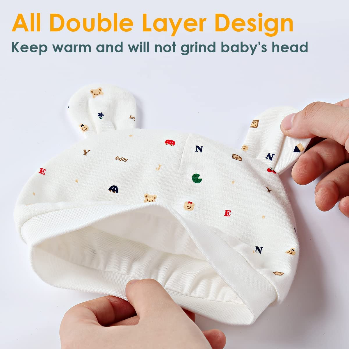 3 Stcke Neugeborene Brenmtzen Krankenhausmtze Knotenmtze Bio-Babymtzen Unisex Baumwolle Schne Babymtzen 0-6 Monate image number 5