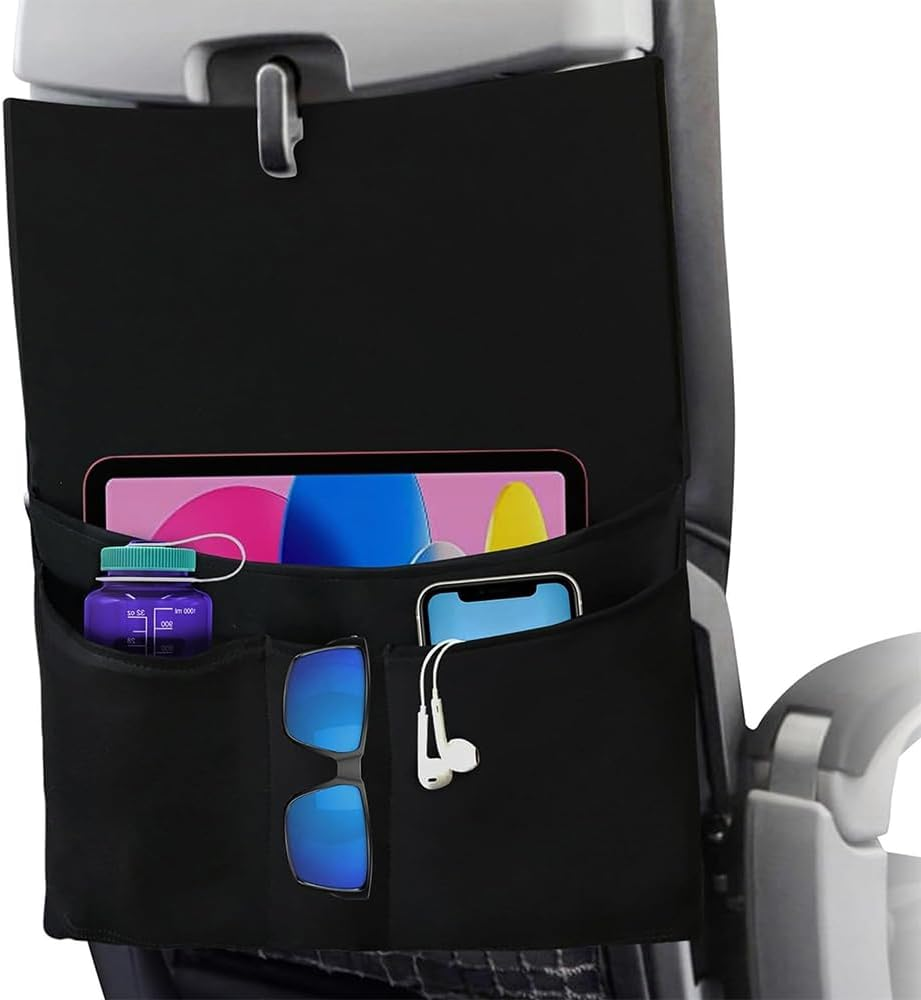 QOOWFEANIG Airplane Pocket Organizer, in Flight Seat Back Organizer Bag,Tray Table Cover,Airplane Tray Table Cover with Pocket Organizer,Media Pouch for Flying image number 6