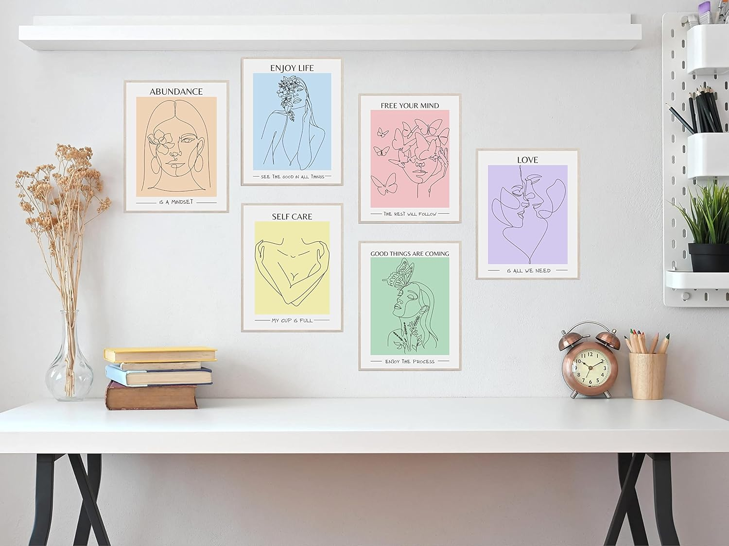 JUJU'S VIBES Pastel Danish Room Decor - Aesthetic Wall Art for Women, Teen - Wall Collage Pictures Prints, Cute Posters Clean Girl for Bedroom, College Dorm Apartment - 8X10 Set of 6 UNFRAMED. image number 3