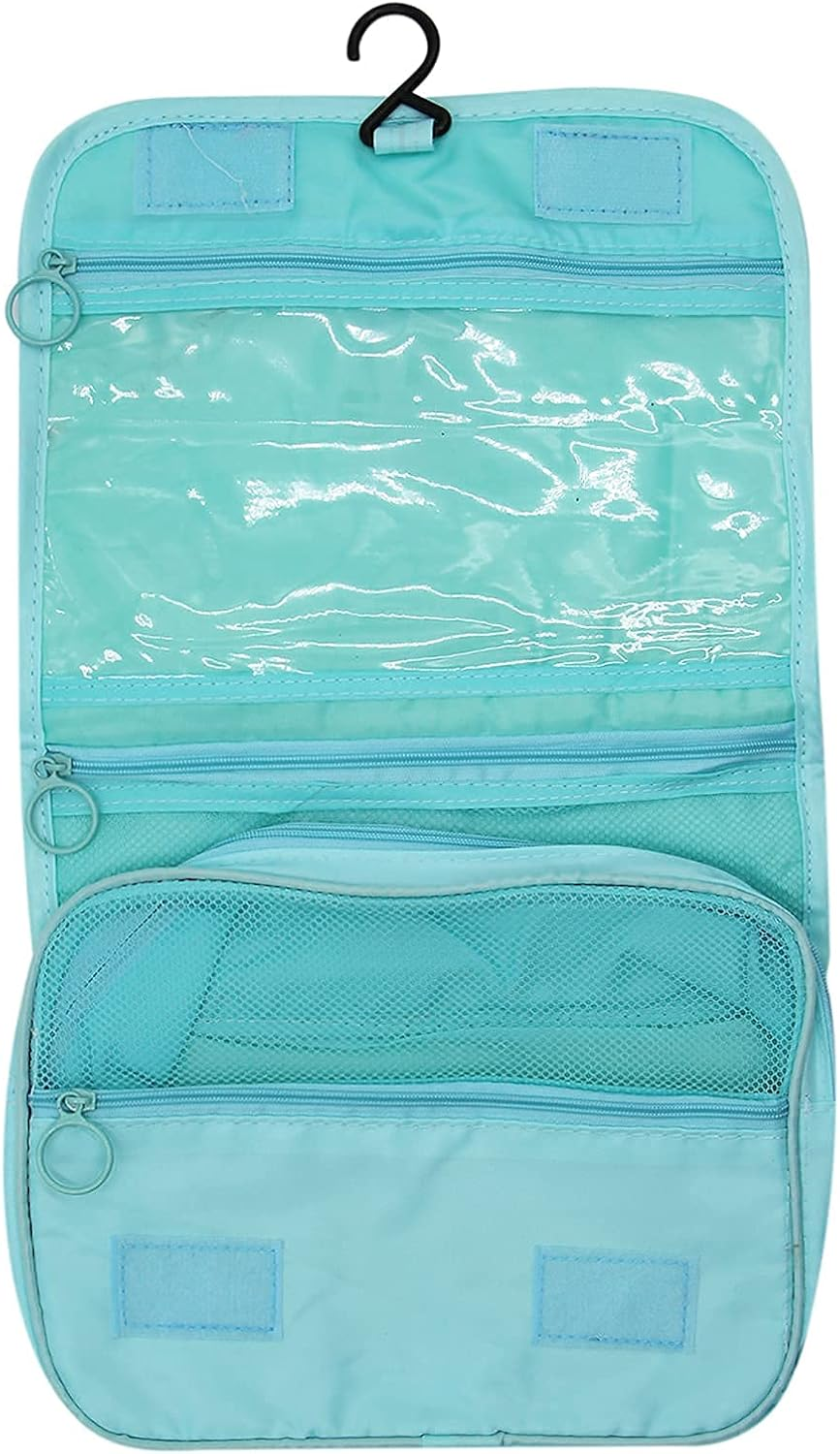DDPOND Toiletry Bag, Large Cosmetic Makeup Travel Organizer Cosmetic Bag, Waterproof Shower Bag with Hanging Hook, Lake Blue image number 1