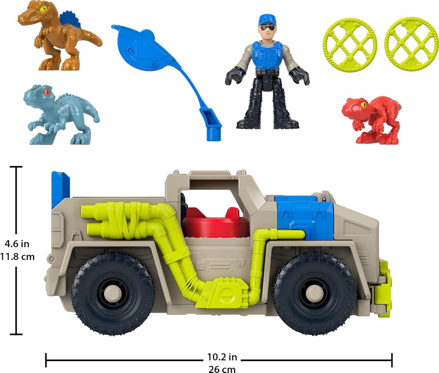 Fisher-Price Imaginext Jurassic World Dinosaur Toys Track & Transport Dino Truck Vehicle & Figure Set for Preschool Kids Ages 3+ Years