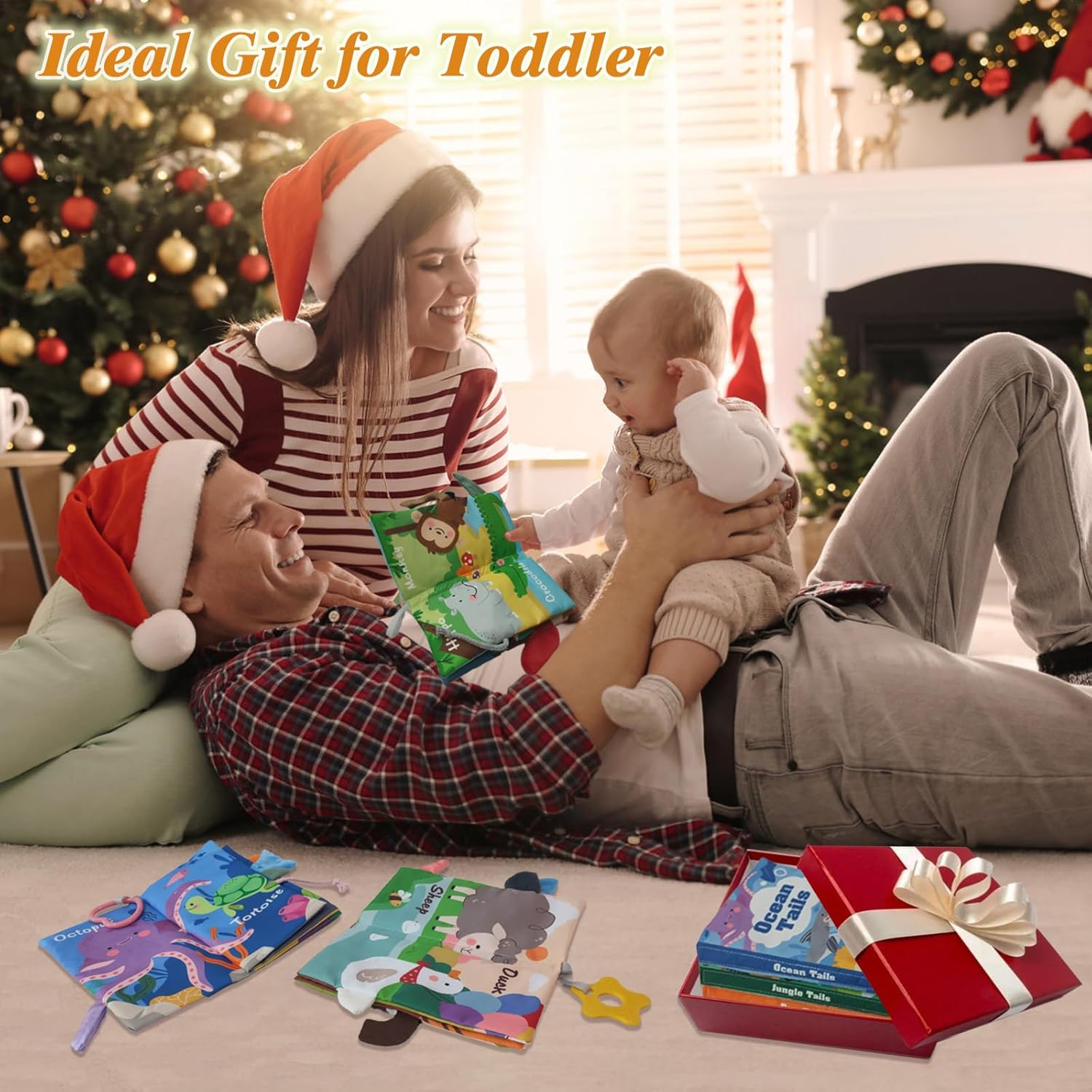 PELOSTA Baby Book Toys 0-6-12 Months, 3PCS Touch Feel Crinkle Books for Infants Newborns,Baby Sensory Toys for Tummy Time/Stroller/Car Seat,Montessori Learning Toy for 3 6 9 12 Months image number 6