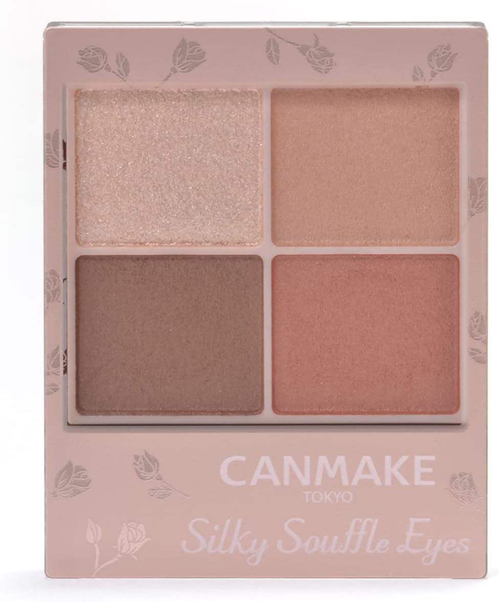 Canmake M01 Silky Flare Eyes (Matte Type), Sienna Wood Eyeshadow, Matte Eyeshadow, 4 Colors X 1