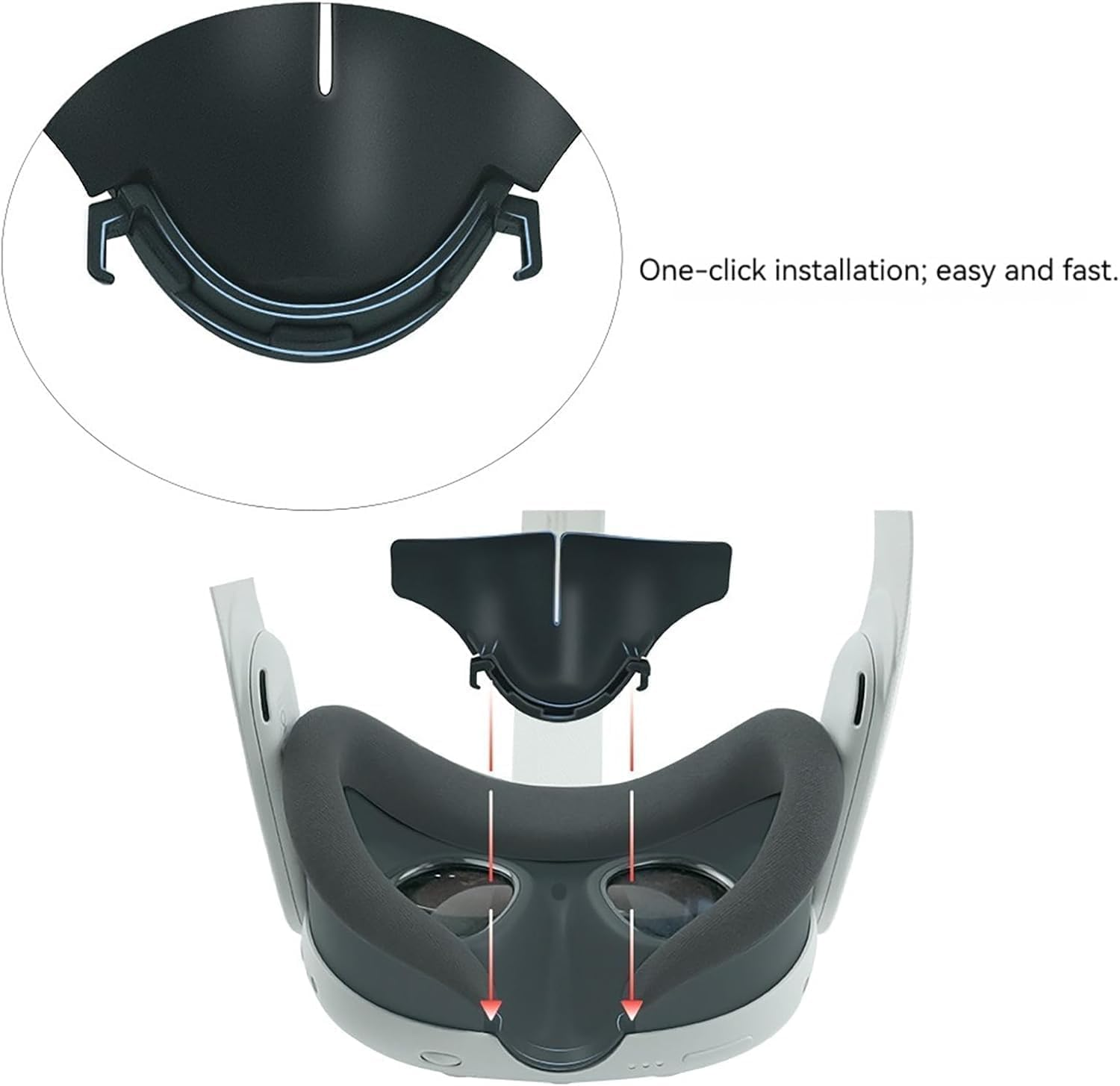 1 PCS VR Headset Soft Nose Pad for Quest 3, Anti-Leakage Nose Guard Silicone Blackout Cover Cushion ，VR Accessories with Enhanced Comfort and Durability (Black) image number 6