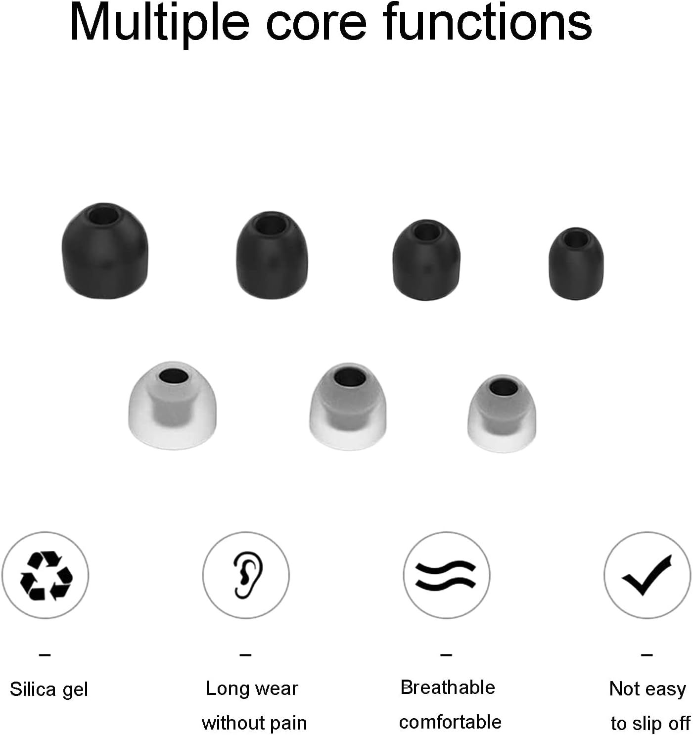 Adhiper 7 Pairs WF-1000XM4 Silicone Earplugs Accessories Compatible with Sony WF-1000XM3 WF-1000XM4 Headphones Silicone Replacement Ear Plugs In-Ear Headphone Earplugs (Black) image number 5