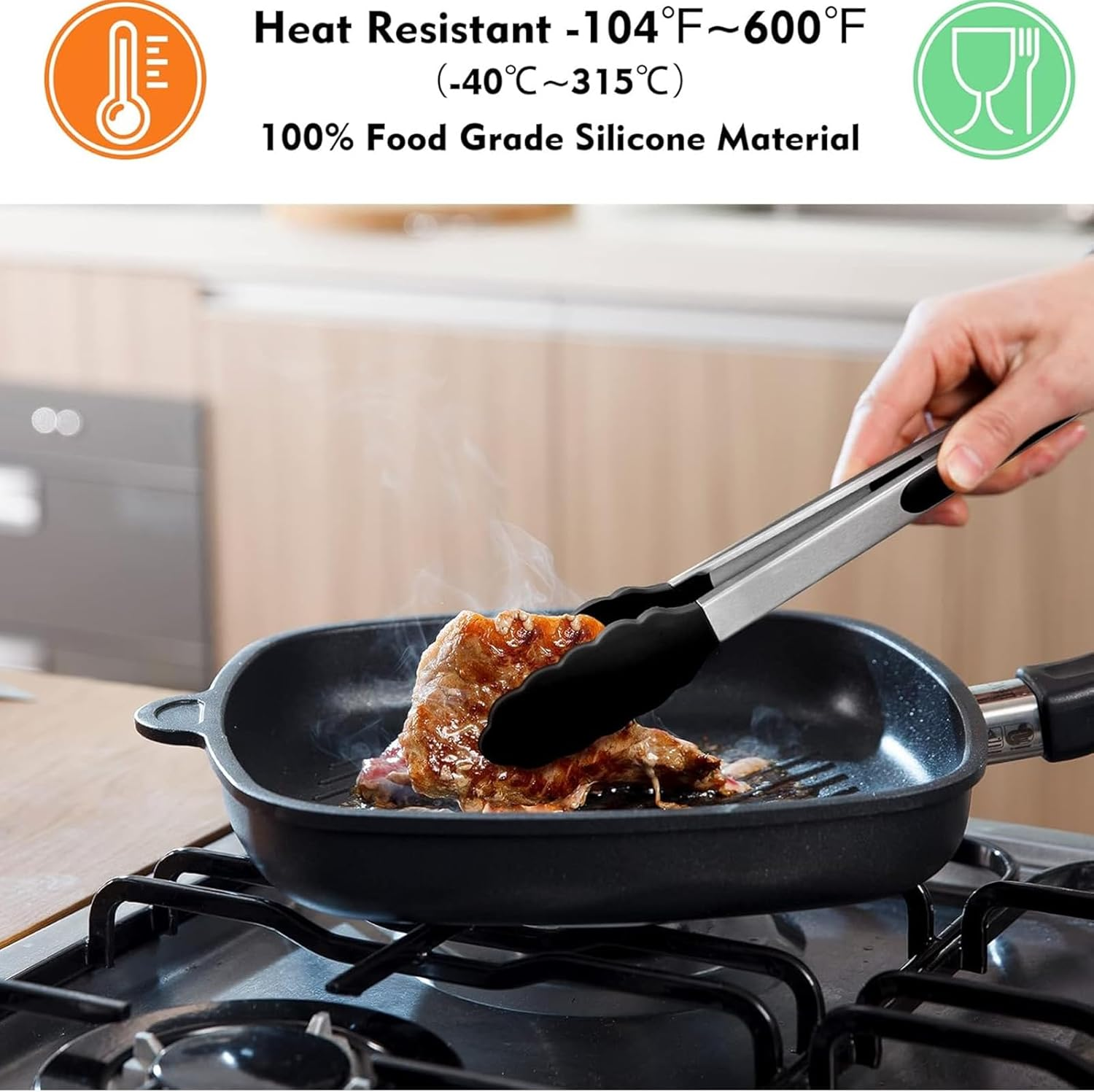 Pack of 3 Silicone Spatula Set Non Stick Slotted Kitchen Spatulas- Stainless Steel High Heat Resistant Solid & Slotted Turner, BPA Free Cookware for Pancakes, Fish, Eggs image number 1