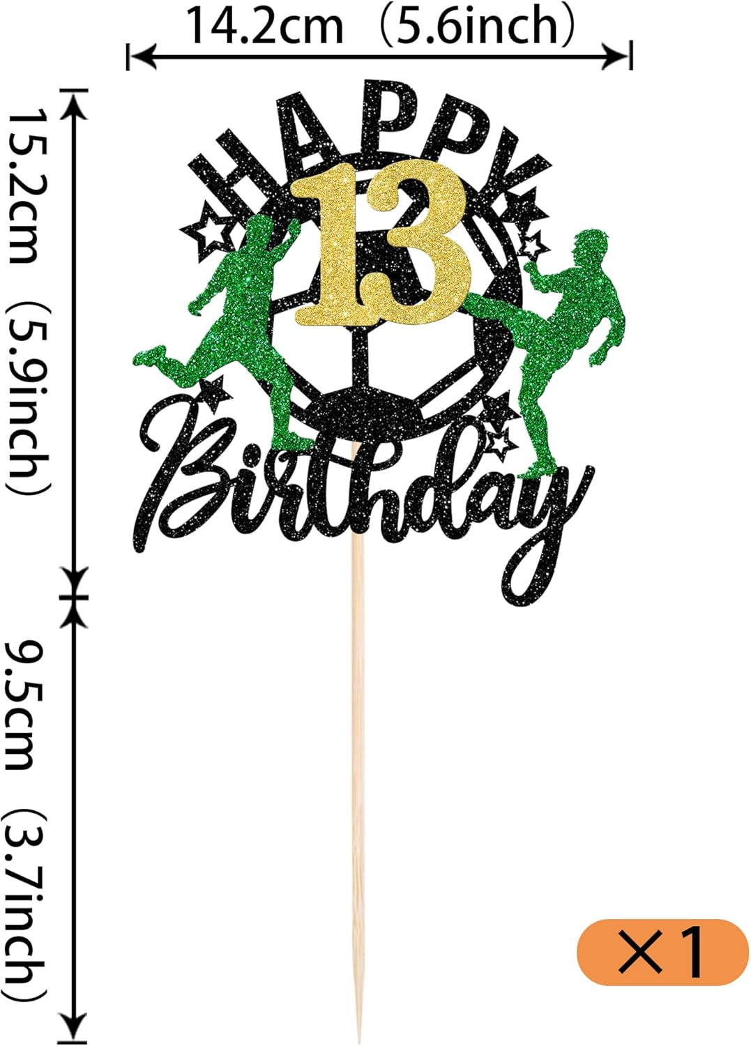 1 Pack Soccer Happy 13Th Birthday Cake Topper Sport Soccer Ball Cake Picks for Football Theme Teenagers 13Th Birthday Party Cake Decorations Supplies - 13Th image number 2