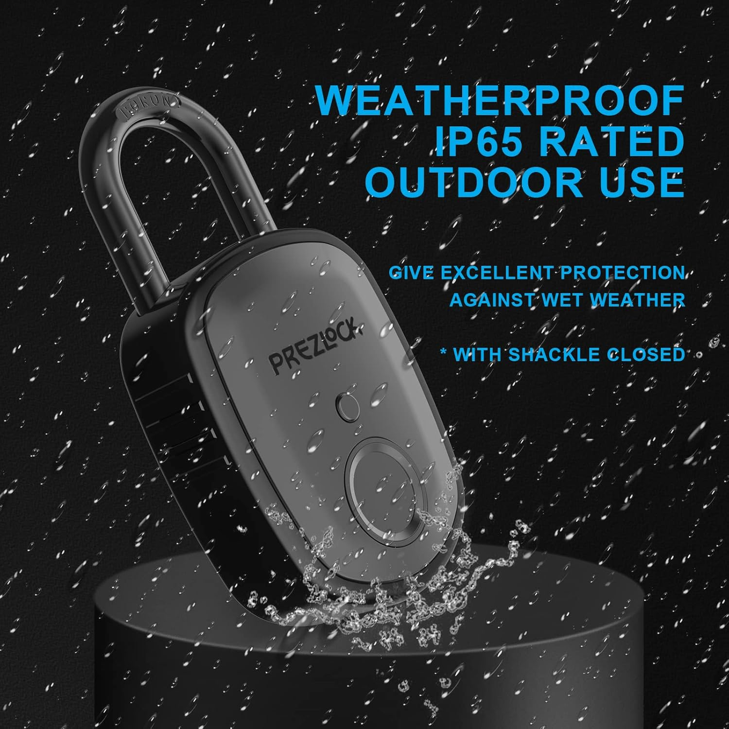 Prezlock Smart Fingerprint Padlock with Key, Biometric Padlock with APP, Suitable for Outdoor and Heavy Duty, IP65 Waterproof.