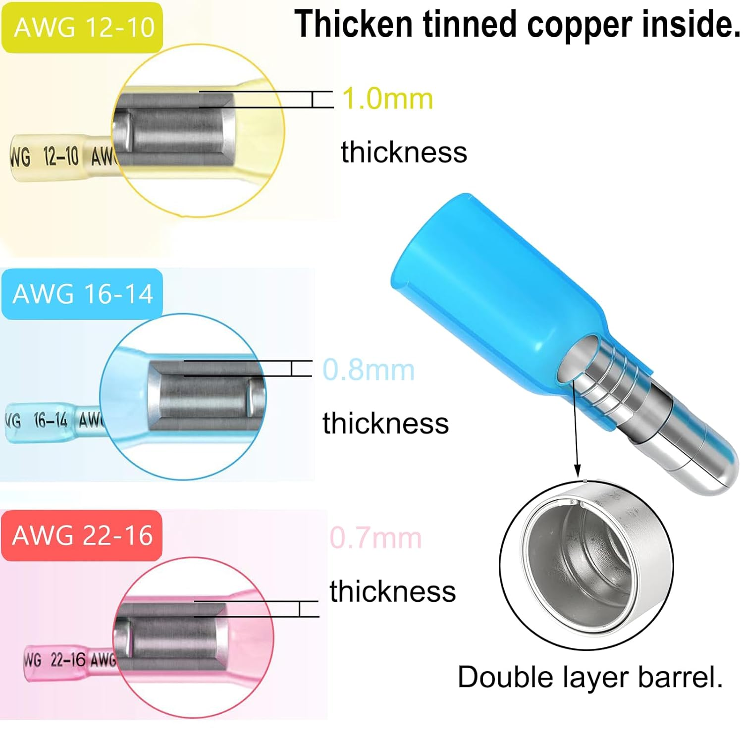 Feggizuli 110Pcs Heat Shrink Bullet Wire Connectors Kit, Waterproof Bullet Connectors, Bullet Terminals Wire Connectors Female & Male Wire Crimp Connectors, Marine Grade Bullet Connectors image number 4
