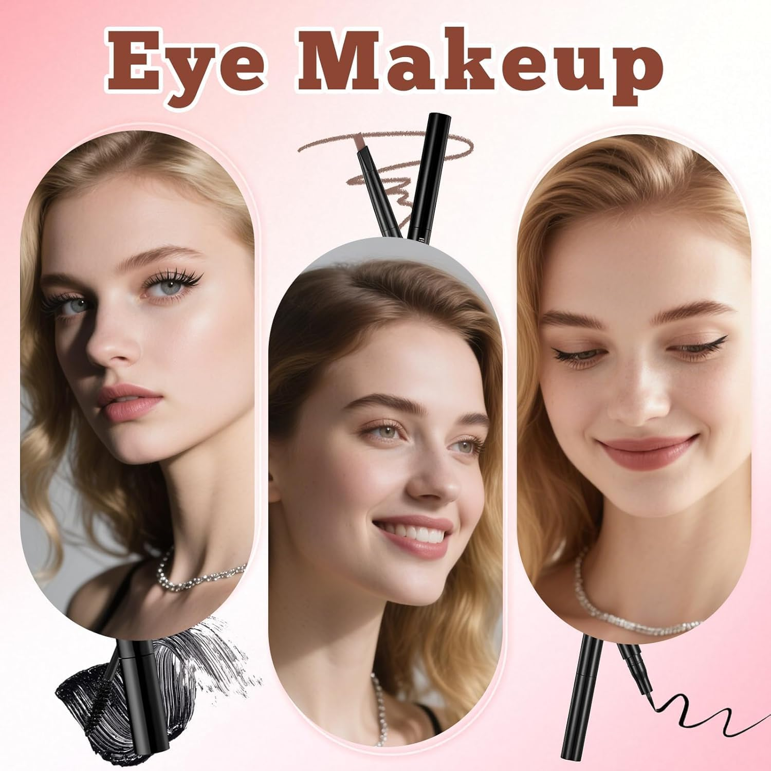 YBUETE Makeup Full Kit for Beginners Girls Women, Travel Makeup Set Present for Her,Cosmetic Set Include Eyeshadow Blush Lip Gloss Peel off Lip Stain Eyeliner Mascara Eyebrow Pencil Cosmetic Bag - Multi-Colored image number 3