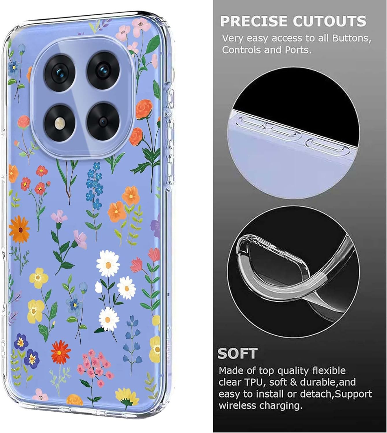 Yuexcin Case for XM Redmi Note 14 Pro 5G/Poco X7 5G, Cute Flower, Ultra Thin, Soft TPU Mobile Phone Case, Transparent, Shockproof, Fashion, Colourful, Girlish Protective Case, Daisy - Butterfly image number 2