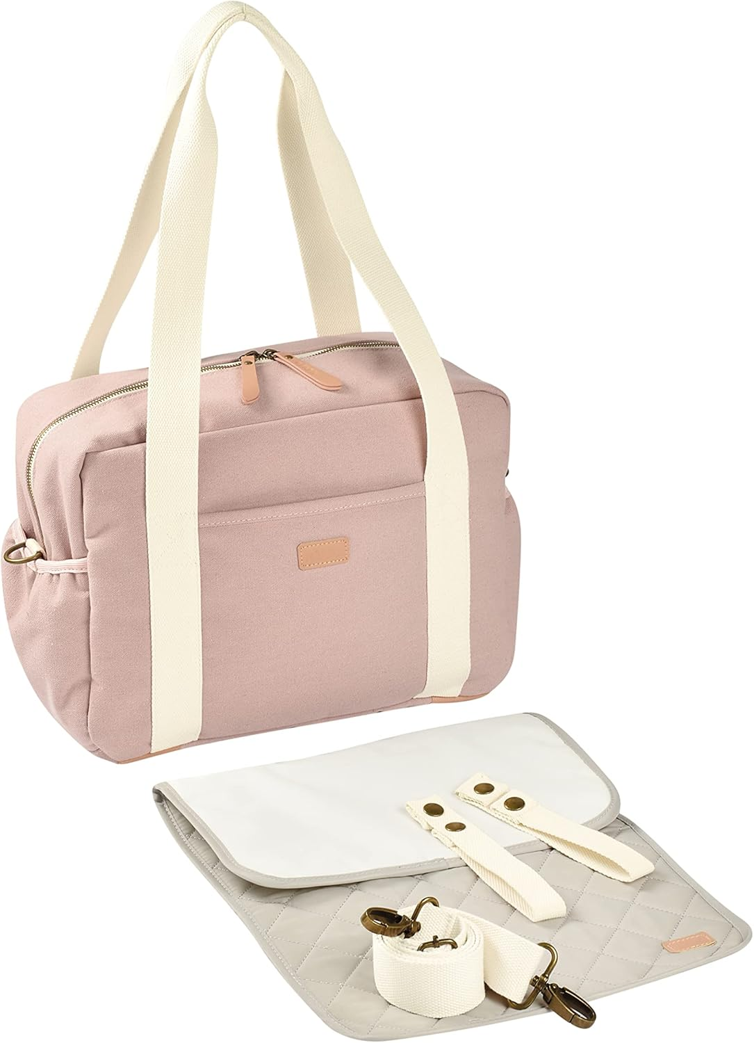 B&Eacute;ABA, Baby Changing Bag, Multiple Compartments, 10 Pockets, Zip Trolley Case, Shoulder Strap, Isothermal Bag, Changing Mat, Water-Repellent, Capacity 16L, Paris Bag, Pink - Pink image number 2