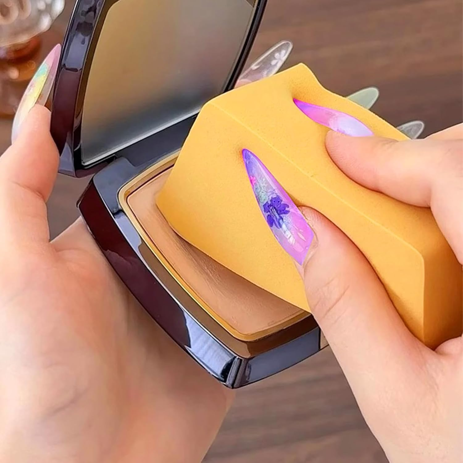 7 Pieces Makeup Sponges, Trapezoid Powder Puff, Geometry Makeup Foundation Brush, Dry and Wet Use for Foundation, Cushion Foundations, Primer, Blush image number 2