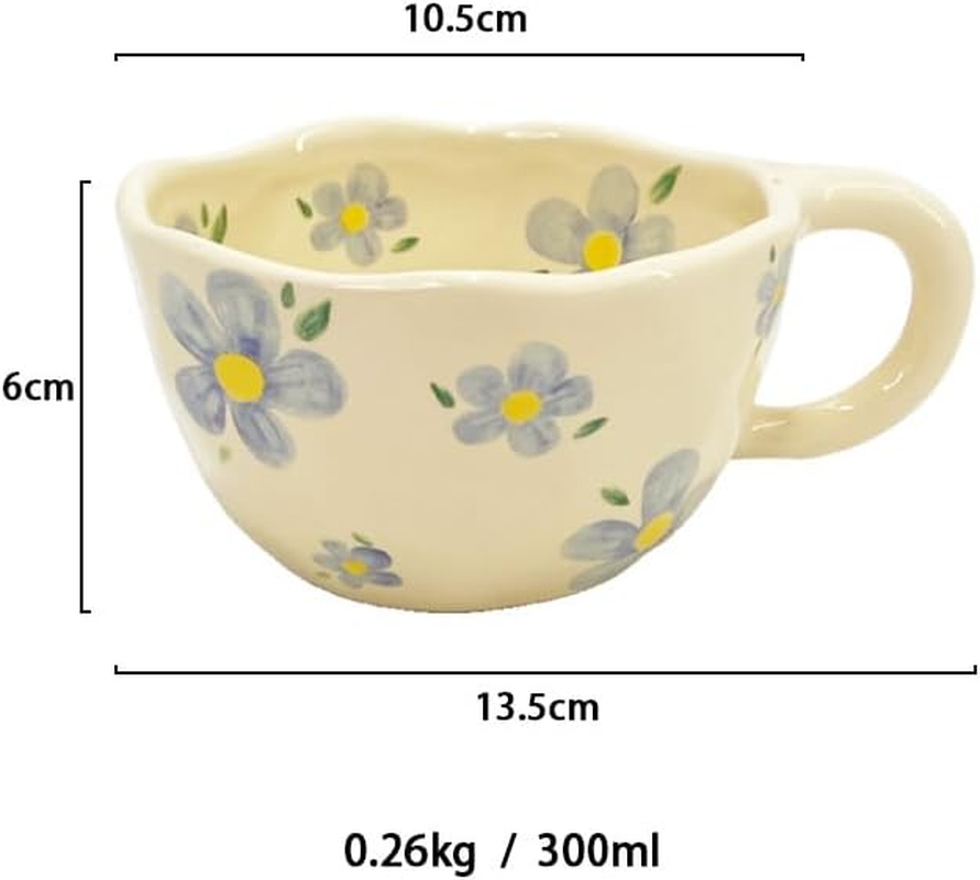 Ceramic Coffee Mug, Creative Flower Cup for Office and Home, Dishwasher and Microwave Safe, 10.15 Oz/300 Ml for Latte Tea Milk (Blue Flower) image number 1
