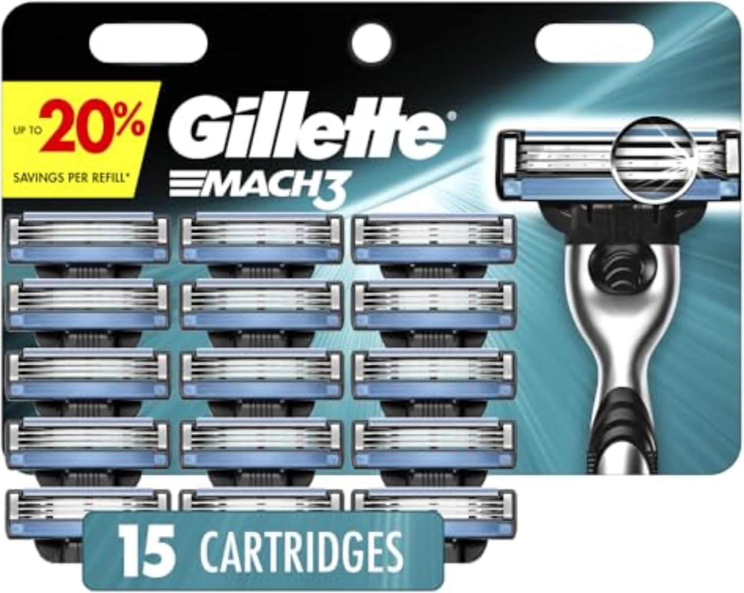 Gillette Mach3 Razor Refills for Men, 15 Razor Blade Refills image number 6