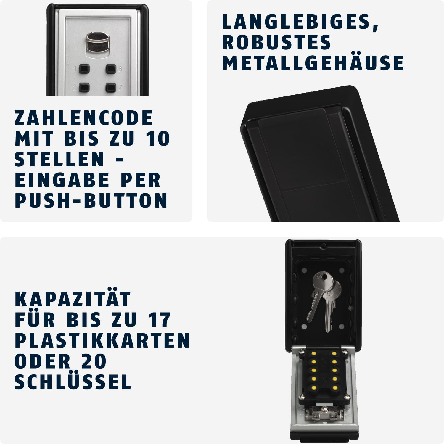 ABUS Keygarage 767 - Wall Mounted Key Box with Handle - with Key Code - for Keys or Small Valuables - Black/Silver image number 1