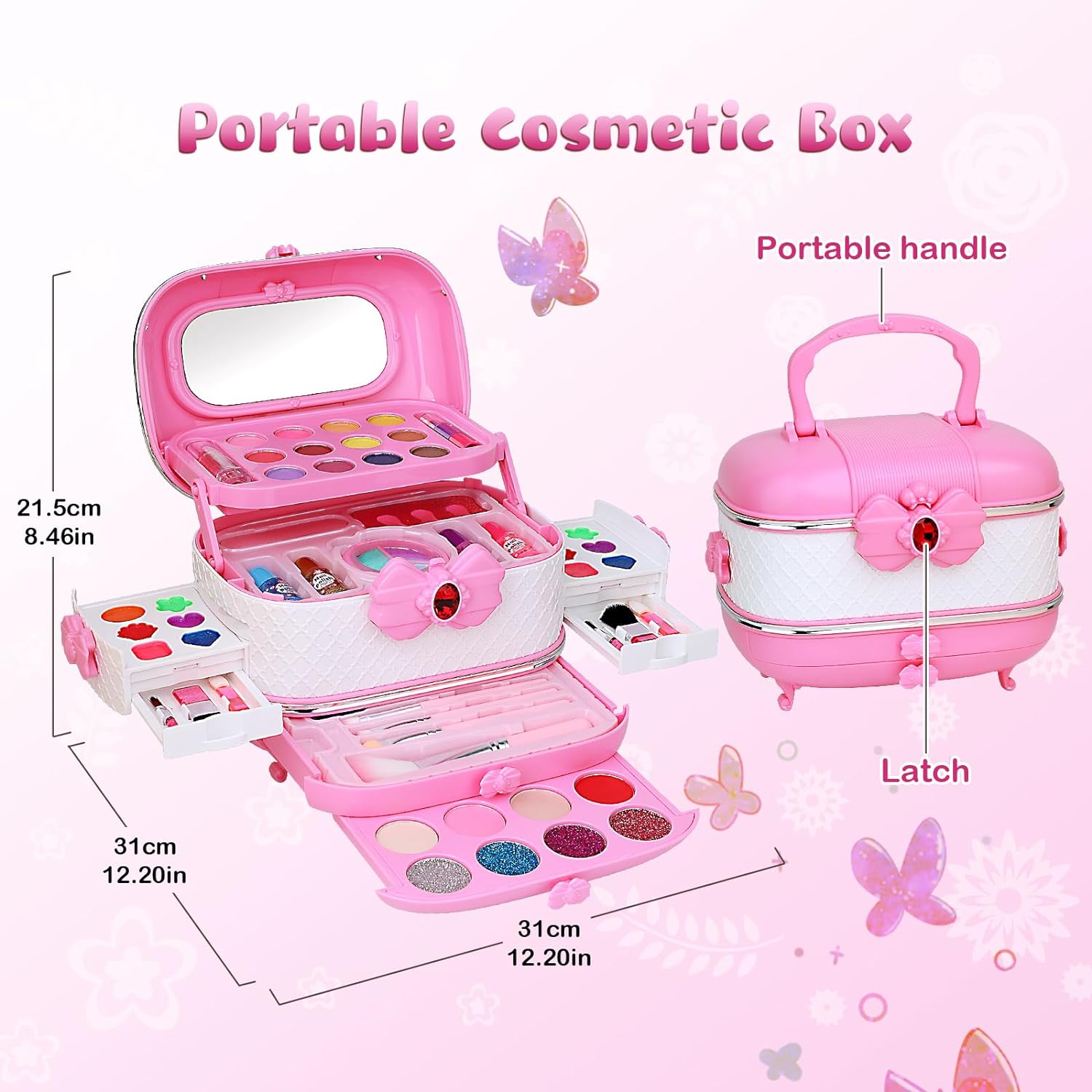 Kids Makeup Kit, Toys Kids Makeup Set for Girls, Washable Kids Make up Kit with Real Cosmetic Set Toys, Pretend Play Makeup Toys Gifts for Toddlers Kids Girls 3 4 5 6 7 8 Years Old image number 2