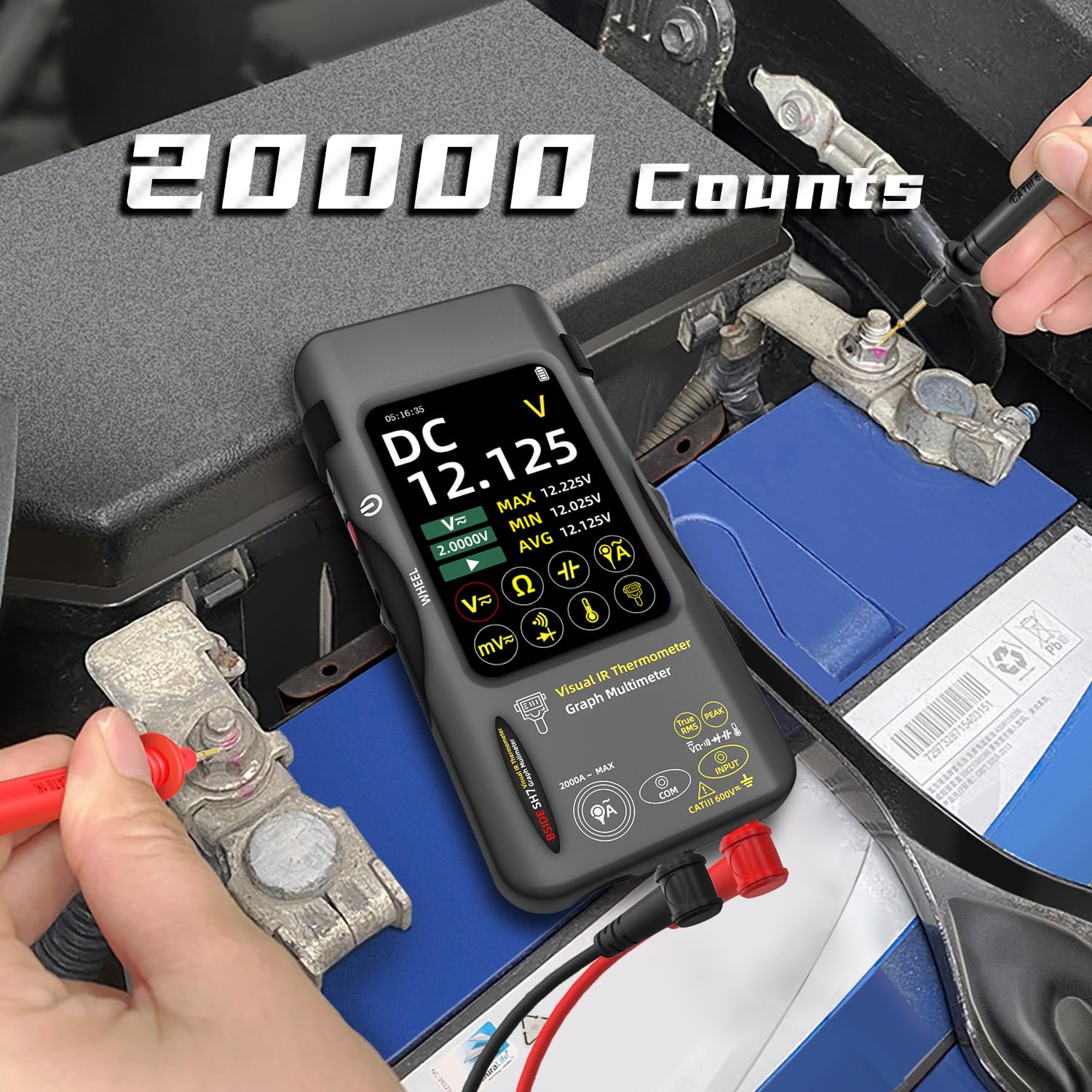 BSIDE Thermal Imaging Camera Multimeter with Macro Lens, 320X320 IR Resolution with 15 Thermal Palettes, 20000 Counts with 3.98" Touch LCD, Measures Cap, AC Clamp, Temp Diode for Electrical Electronic