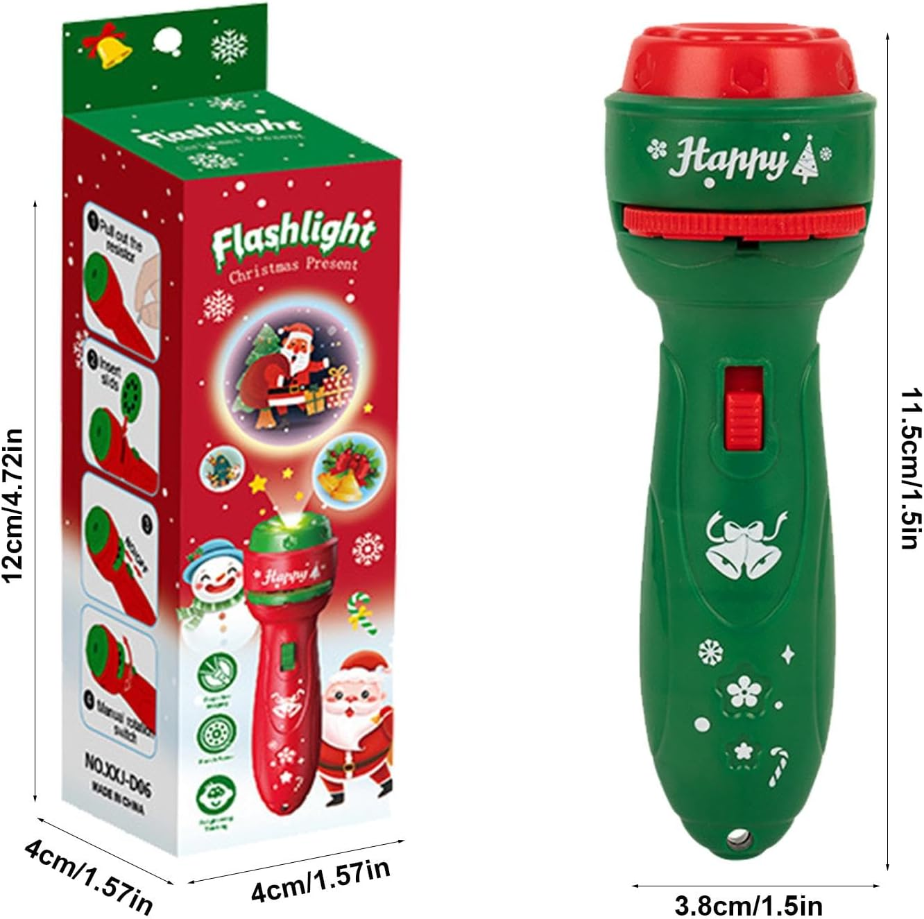 Christmas Flashlight Projector for Kids - 24 Patterns Image Projection Christmas Light,Outdoor Projection Toys, Educational Holiday Decorative Projector for Boys, Girls