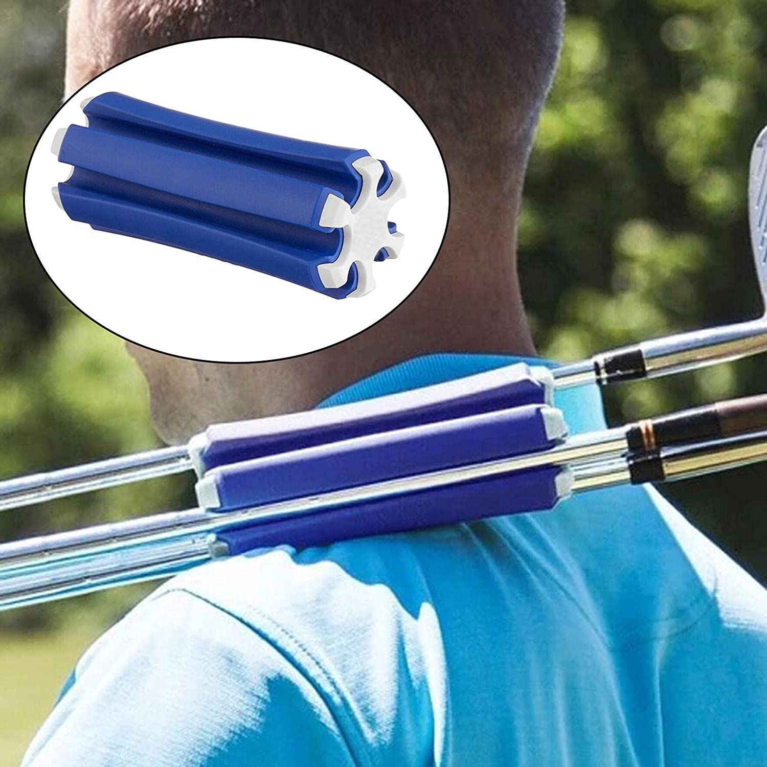 Aternee Golf Club Retainer Fixed Support Fixed Clip Holder Holds up to 6 Clubs, Golf Club Divider for Carrying - Blue+White image number 1