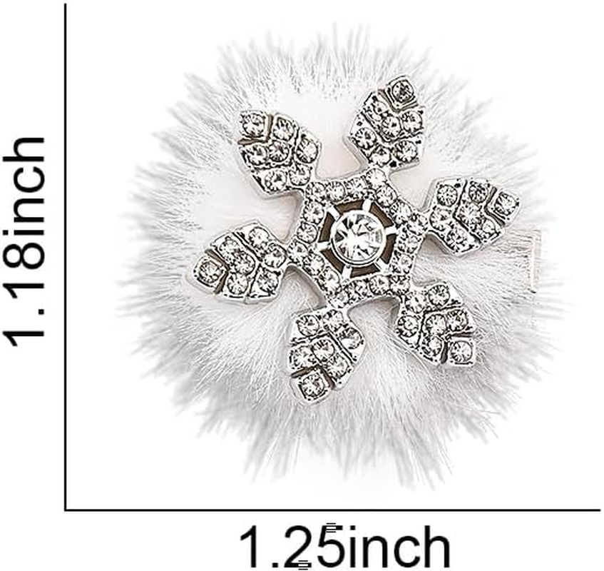 Christmas Side Hair Clips for Women Snowflake Hair Accessories for Girls Small Hair Barrettes for Fine Thin Thick Hair Xmas Fluffy Hair Clips Dance Party Hair Clip Decorative Plush Hair Clip Set 3 Pcs - Bow Side Hair Clips image number 3