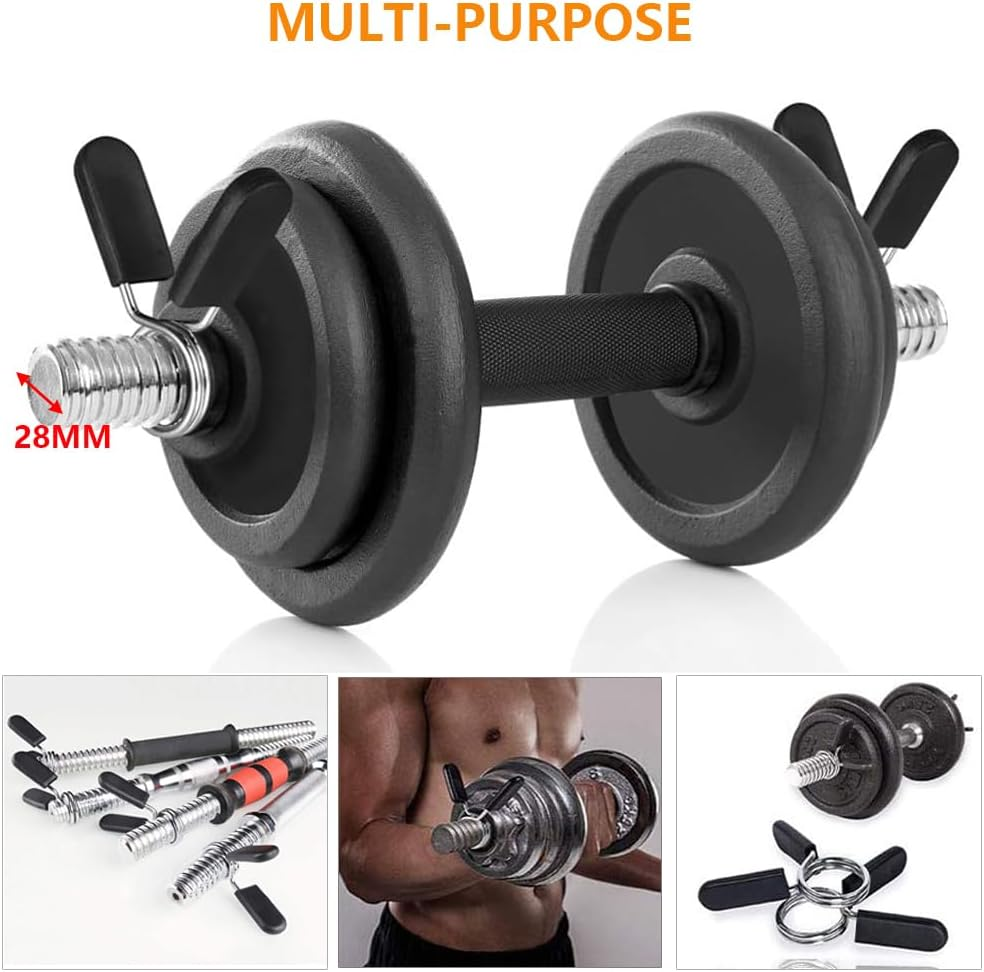 Barbell Clamps, Stainless Steel Spring Collar Clips and ABS Locking Barbell Collar, Pack of 4 Exercise Collars Quick Release Fitness Bar Clips Weight Lifting Dumbbell Weight Bar Clamps - 28Mm image number 2