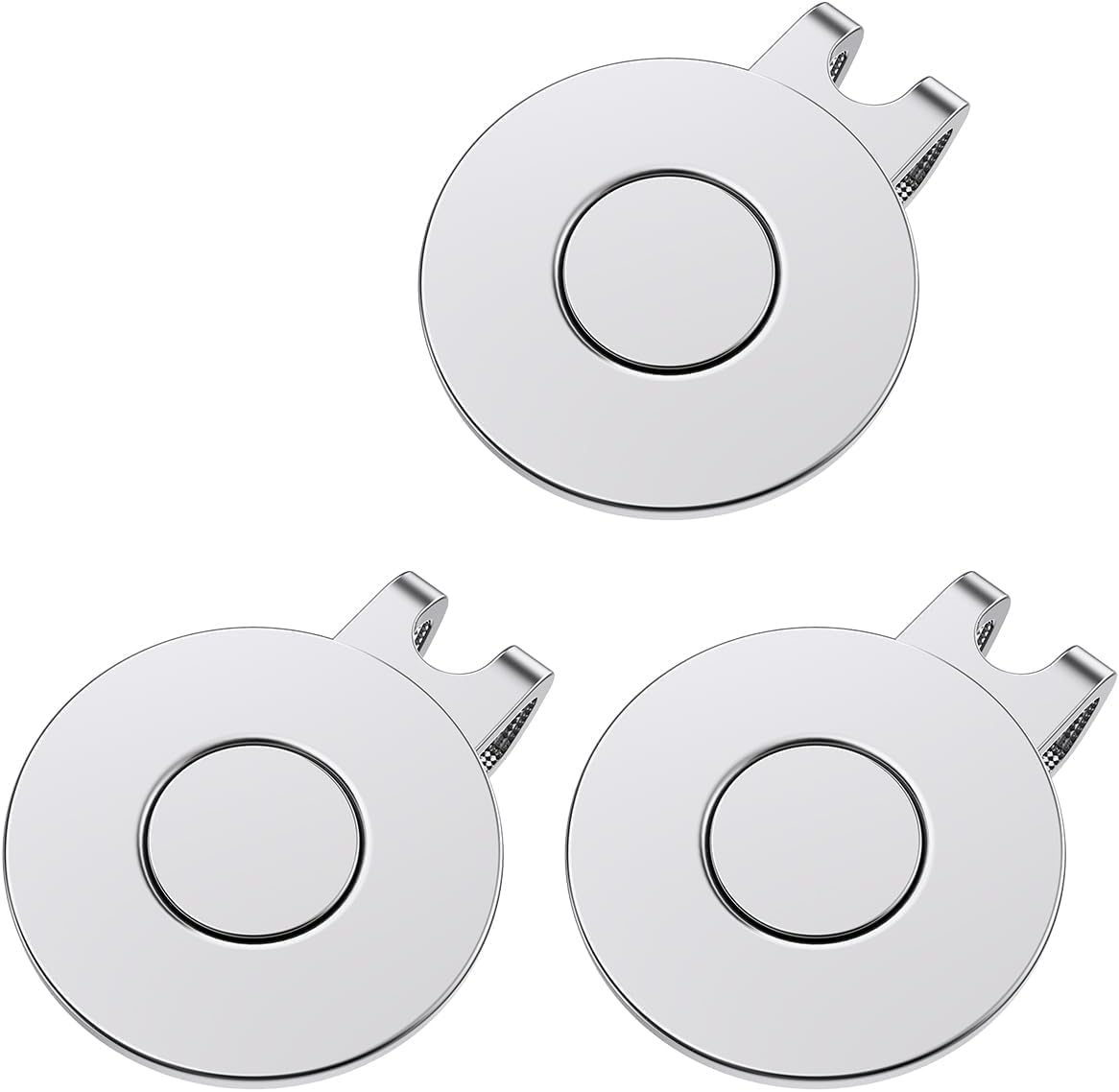 Magnetic Golf Ball Marker Holder Clip - 3 Pcs Nickel Plated Alloy Golf Hat Visor Clip for Caps, Gloves, Bags, Belts & Pants Accessories image number 3