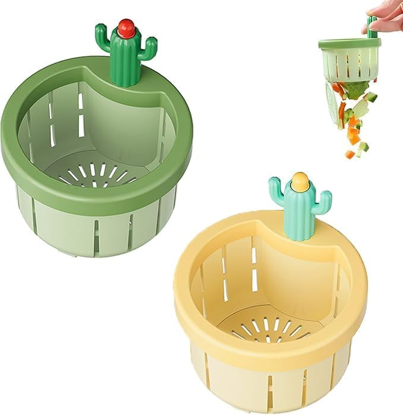 Cactus Kitchen Sink Drain Strainer,2Pcs Cactus Sink Draining Basket Filter Net Lifting Baskets,Multi-Functional Home Use Cactus Sink Draining Basket Filter Net Lifting Basket,Cactus Sink Filter Basket image number 5