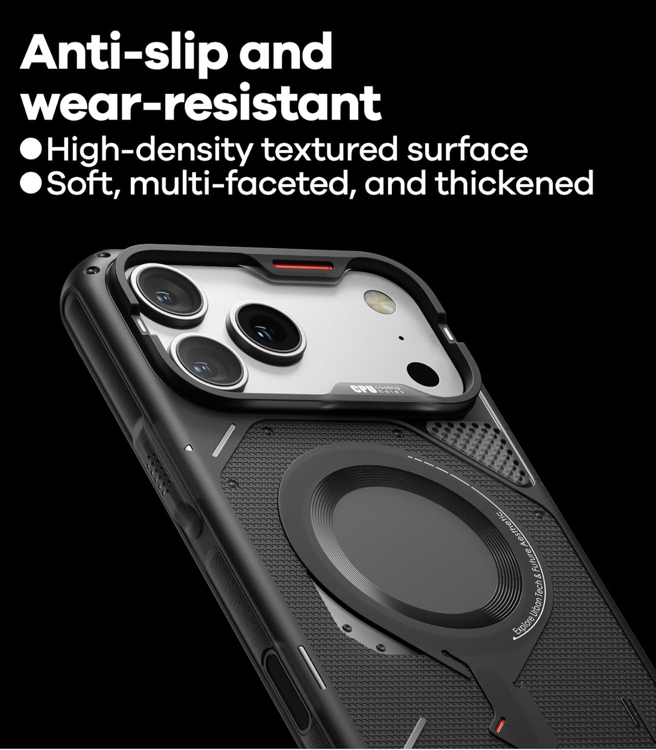 Aulumu A17 Rugged Case for Iphone 17 Pro Max | Magsafe Compatible | Integrated Drop Protection | Touch-Sensitive Buttons | Military-Grade Outdoor Design Black image number 5