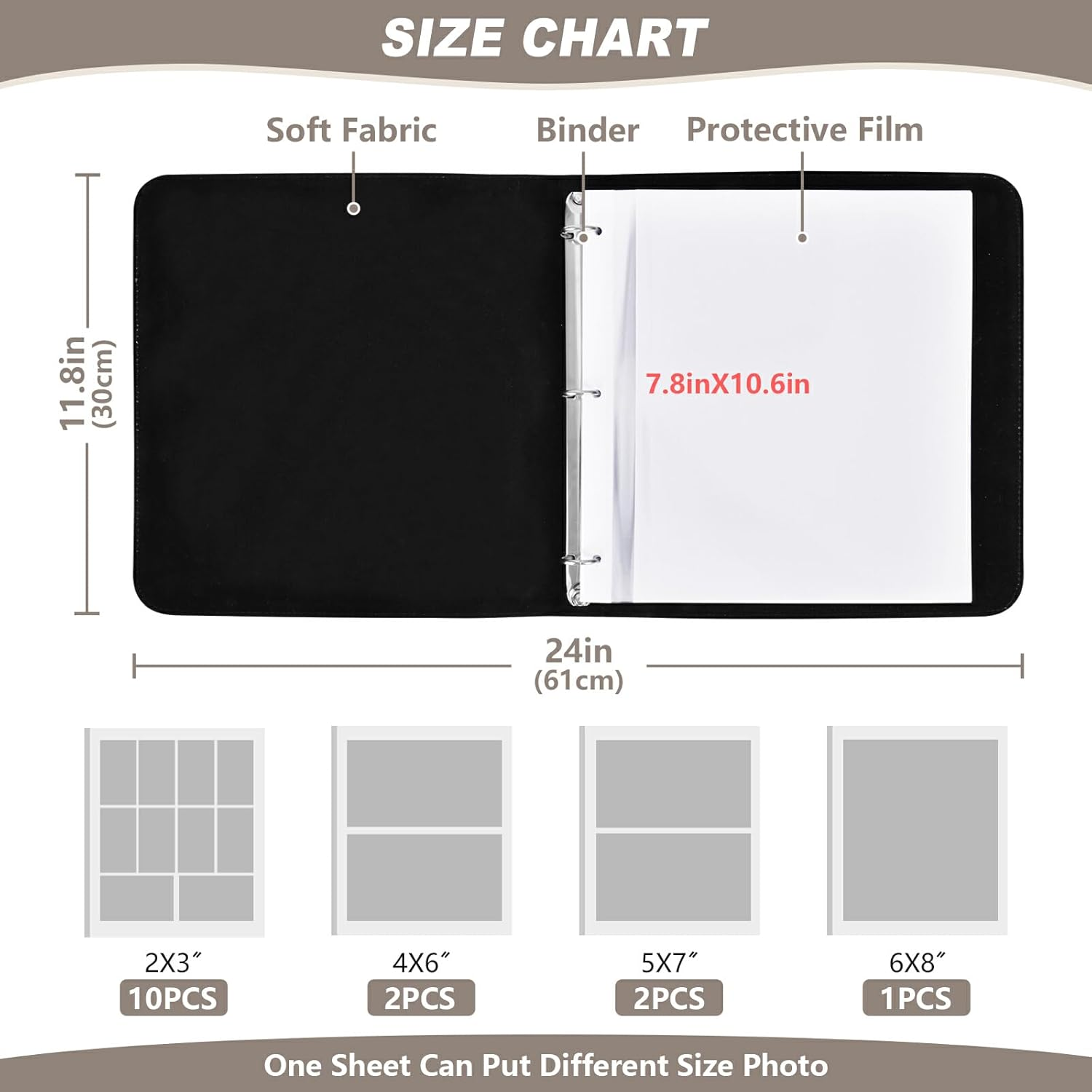 Colorful Mermaid Seahorse Stars Photo Album Picture Book for Photos Self Adhesive Pages Bookshelf Photo Albums Family Albums for Photos 4X6, 6X8 image number 3