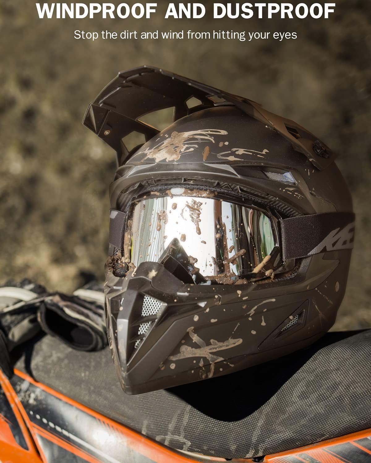 KEMIMOTO Dirt Bike Goggles Motocross Goggles ATV UTV Goggles anti UV Riding Goggles - Black-Colorless Lens image number 7