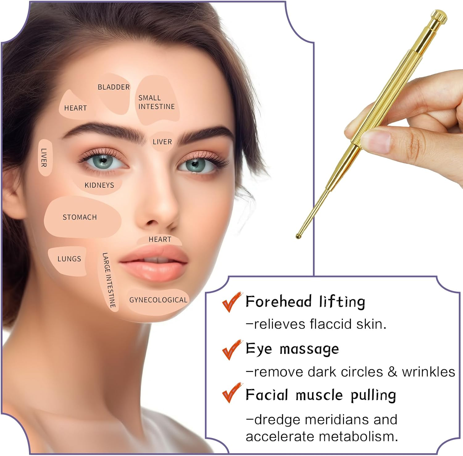 BLMHTWO 2 Pieces Acupressure Pen, Dual Head Reflexology Acupuncture Pen Deep Tissue Massage Stainless Steel Retractable Ear and Body Point Probe Pen for Home SPA (Gold and Sliver)