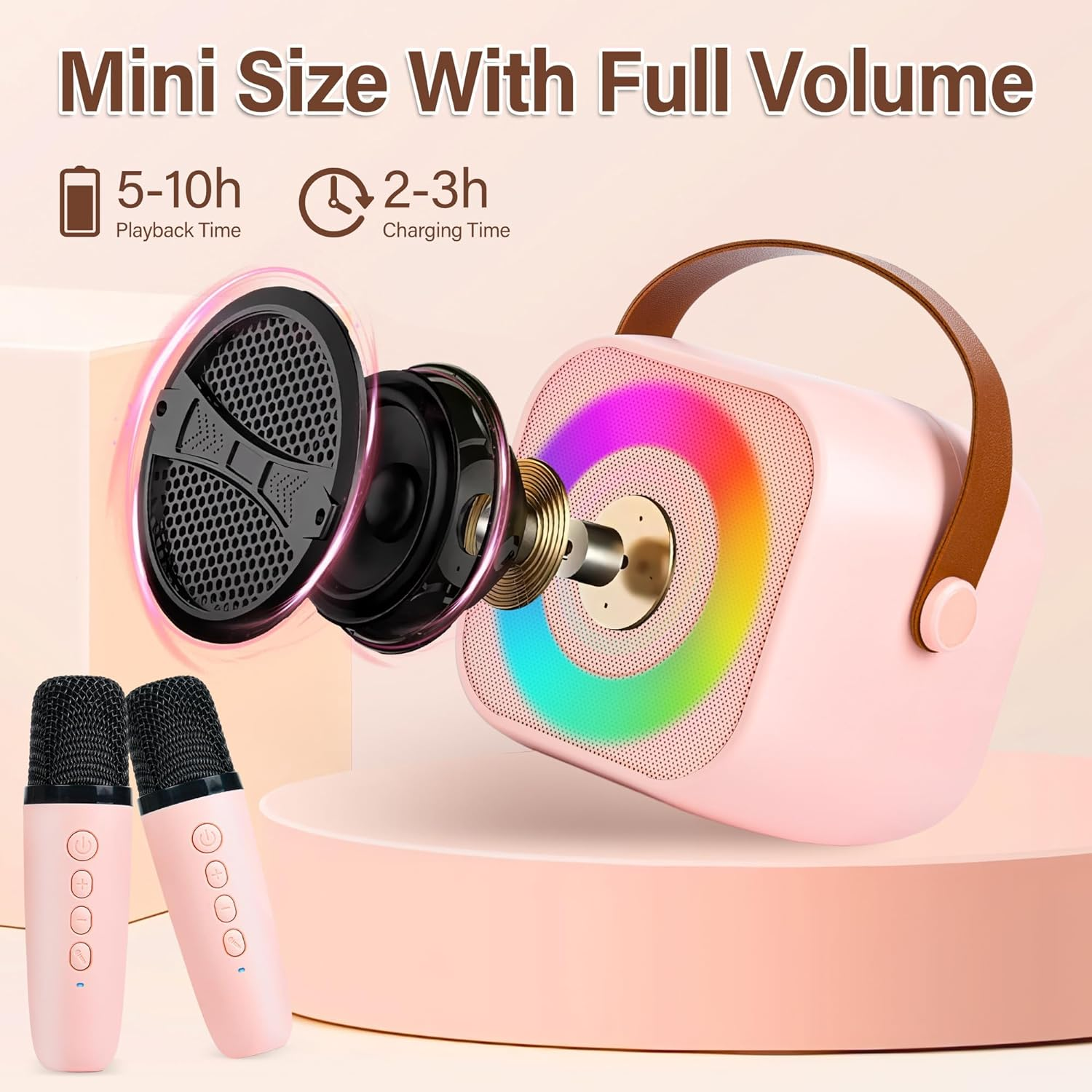 Kids Karaoke Toys Karaoke Microphone Machine for Kids, 4-12 Years Old Christmas Birthday for Girls, Karaoke Toys for Kids Boys Age 4, 5, 6, 7, 8, 9, 10, 12 +Year Old-Pink (Pink)