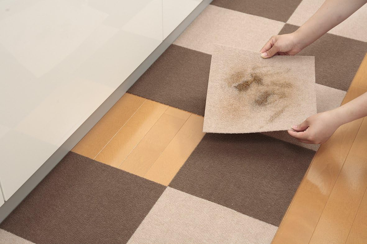 Sanko KM-04 Pet Water Repellent Tile Mat 11.8 X 11.8 Inches (30 X 30 Cm), 20 Pieces, Beige Dog Cat Sanko Carpet [Made in Japan, Water Repellent, Deodorizing, Washable, Can Be Cut with Scissors] image number 2