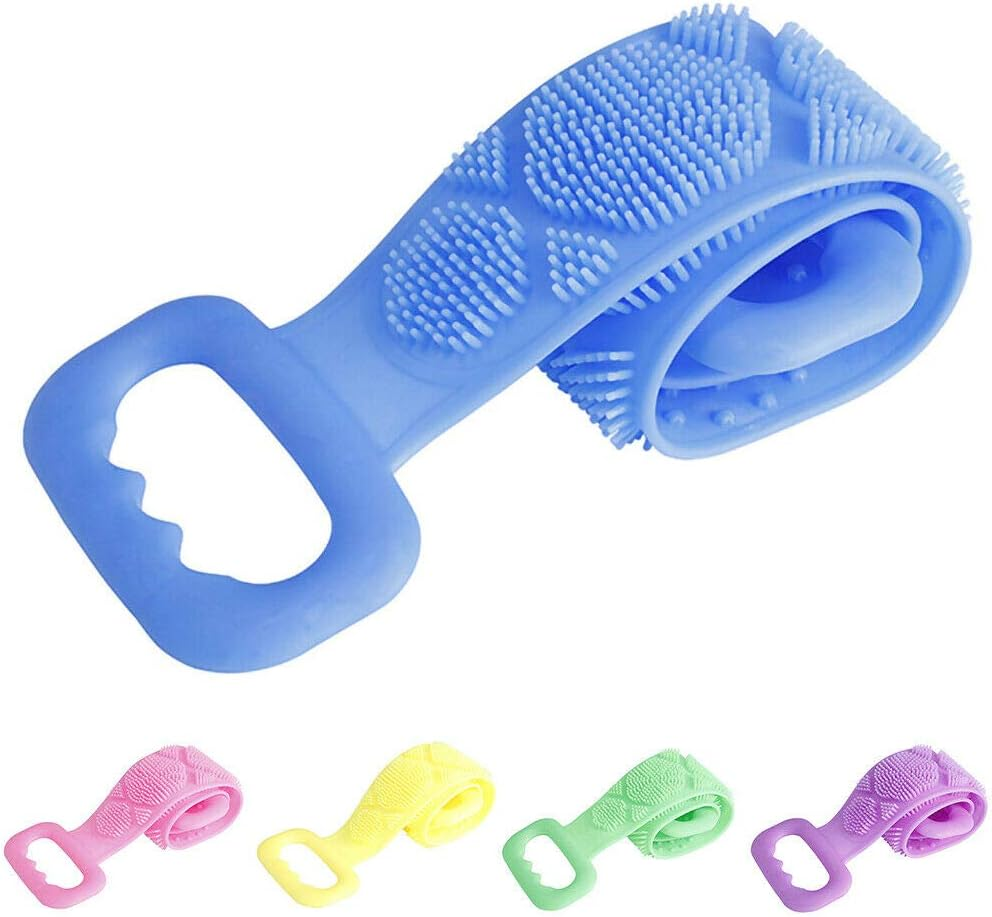 Long Bath Towel Pull Back Strap Wash Scrubber, Bath Shower Body Brush Double Side Exfoliating Belt Dead Skin Remover Tool (Pink) image number 4