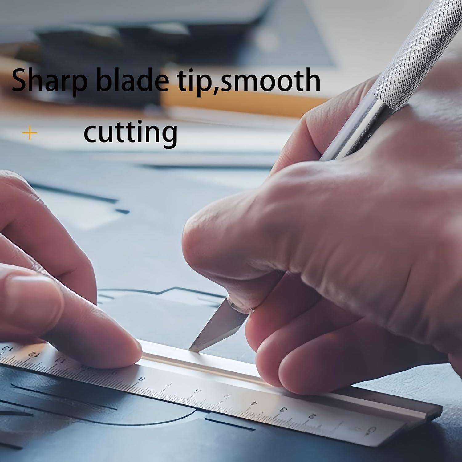 4 Pcs Exacto Knife Hobby Knife Precision Craft Knife.With 20 Stainless Steel Blade Kit Steel 15CM Ruler for Carving Art Scrapbooking Stencil Architecture Modeling Felt Wood Leather DIY Work Cutting image number 5