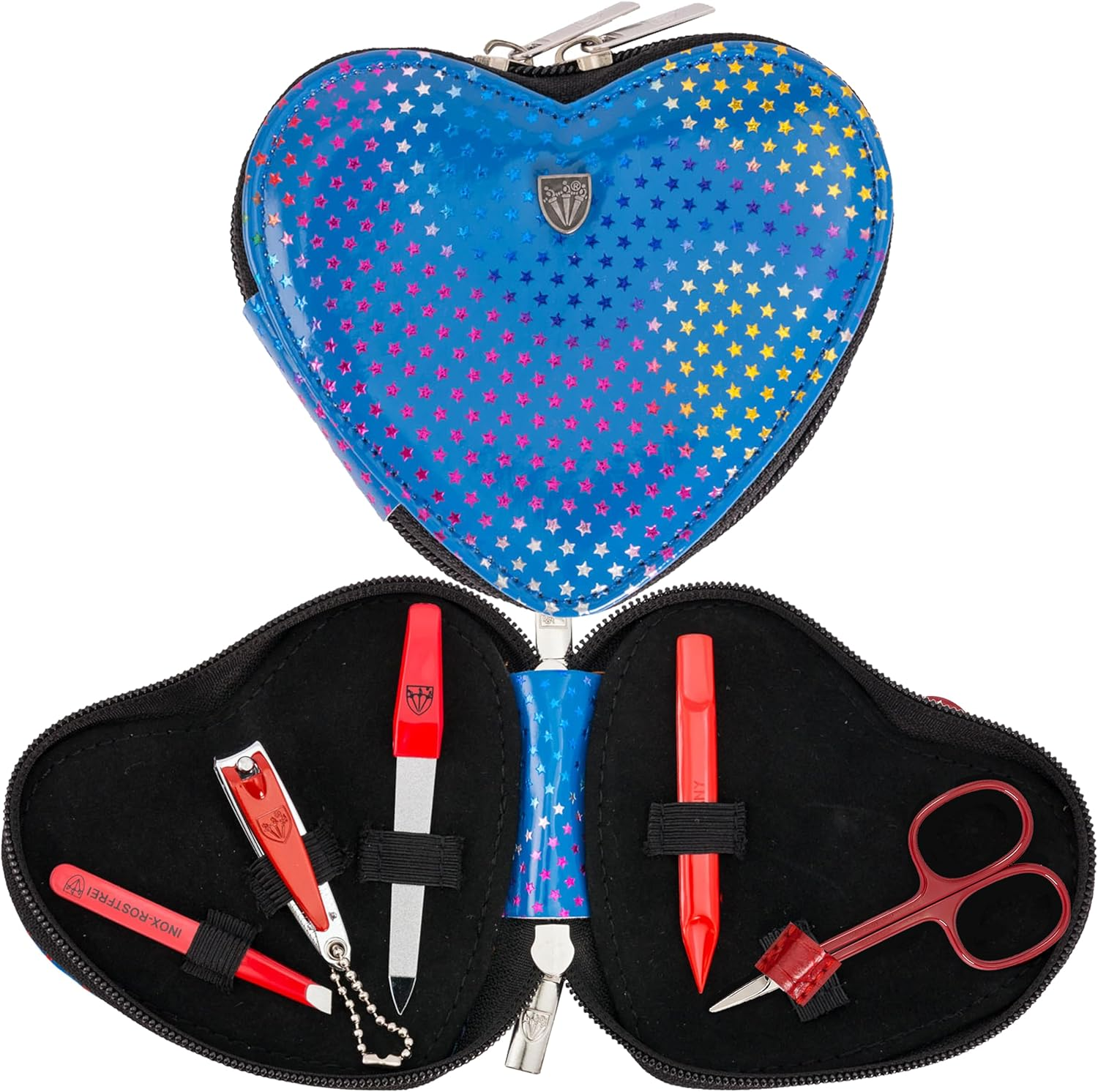 3 Swords Germany - Brand Quality 5 Piece Manicure Pedicure Grooming Kit Set for Professional Finger & Toe Nail Care Tweezers File Clipper Fashion Leather Case in Gift Box, Made by 3 Swords (17719)