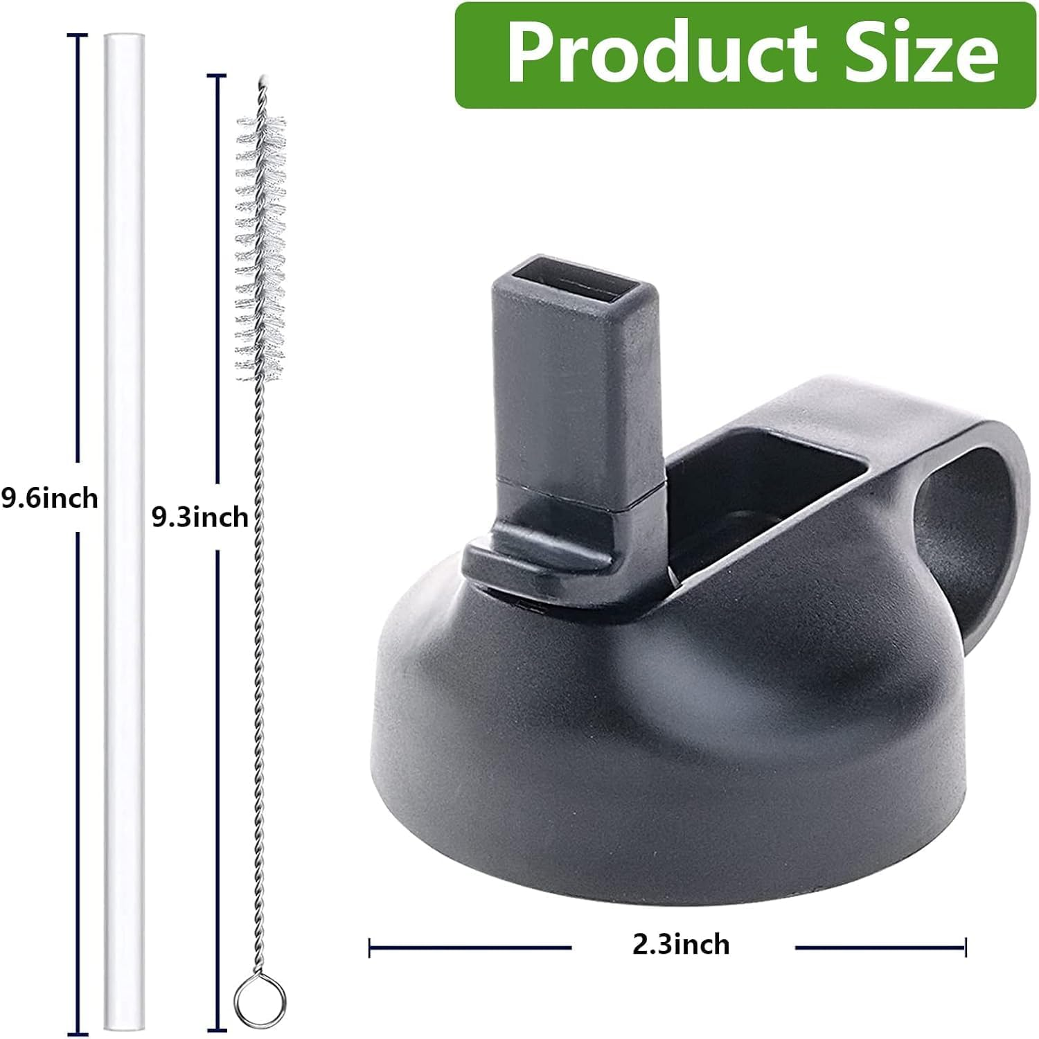 Straw Lids, 2 Pcs Sports Straw Cap Flip Top, Water Bottle Lid Replacement for Hydro Flask Wide Mouth Lid Sport Water Bottle (Black) image number 1